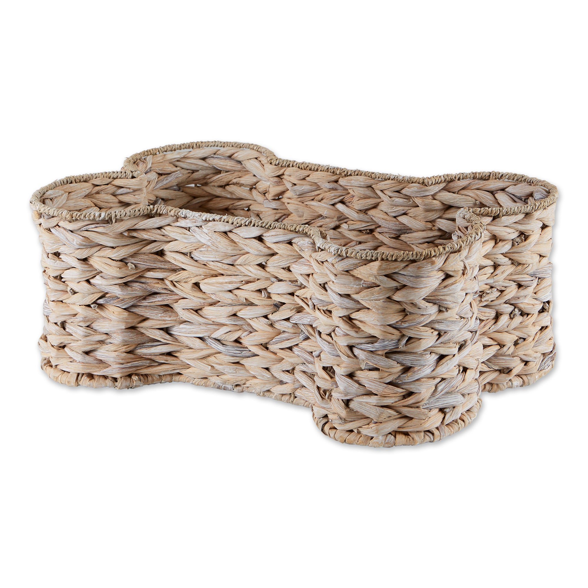WHITE WASH HYACINTH BONE PET BASKET SMALL 17.75x11x7.5