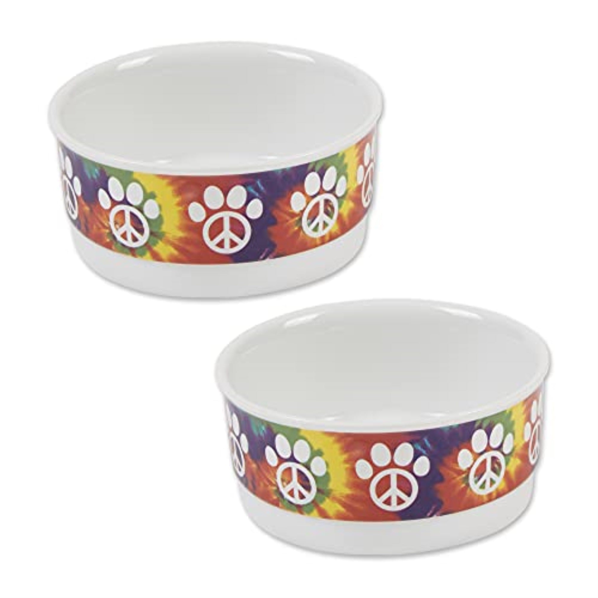 DII Pet Bowl Peace Paw, Small 4.25Dx2H (Set of 2)