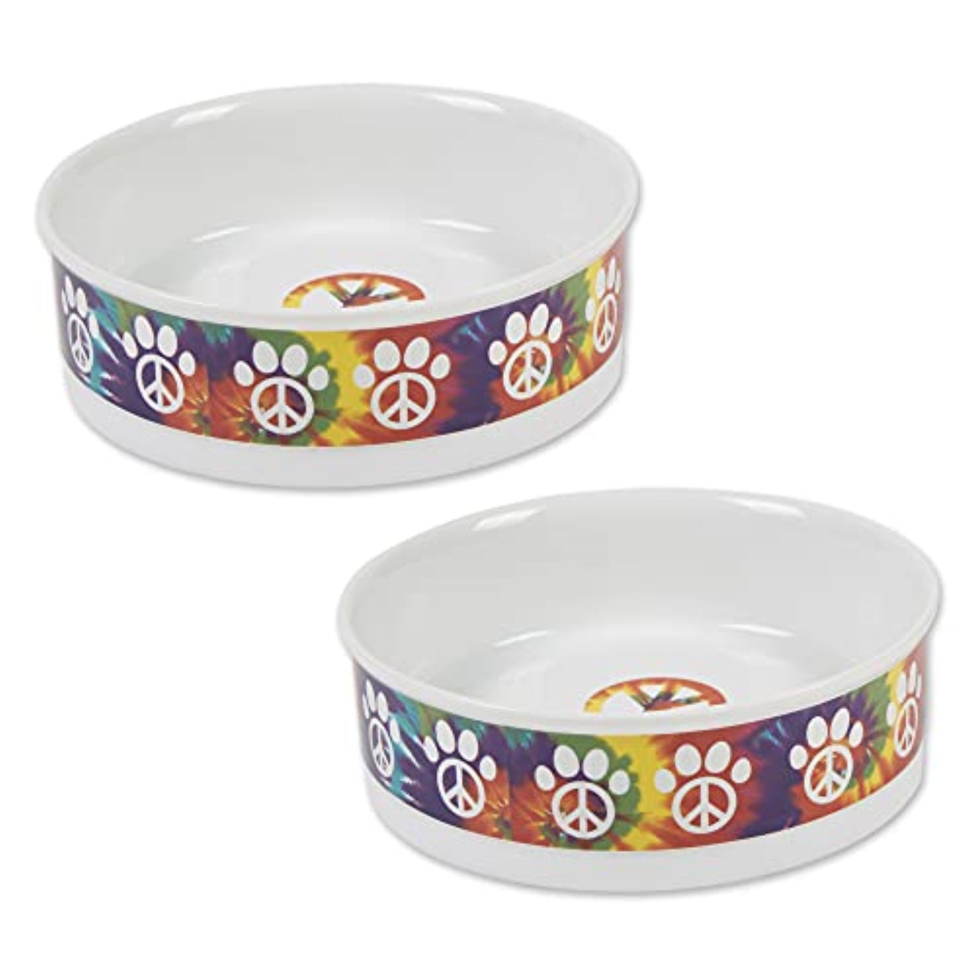 DII Pet Bowl Peace Paw, Large 7.5Dx2.4H (Set of 2)