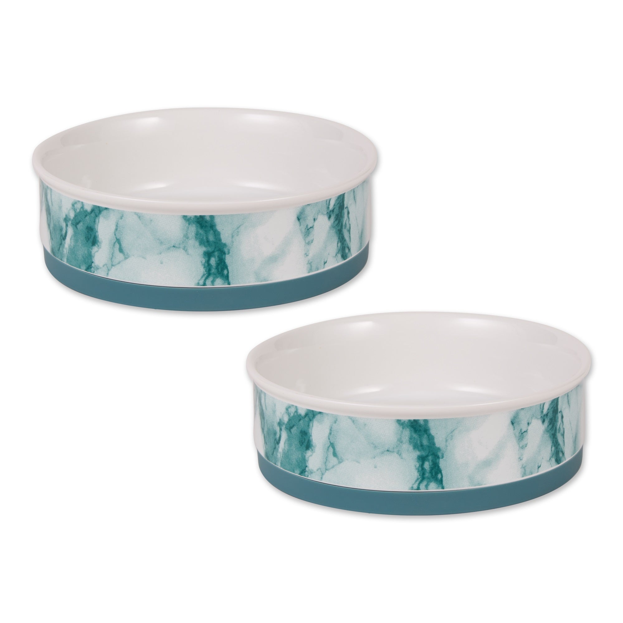 DII Pet Bowl Teal Marble Large 7.5Dx2.4H (Set of 2)