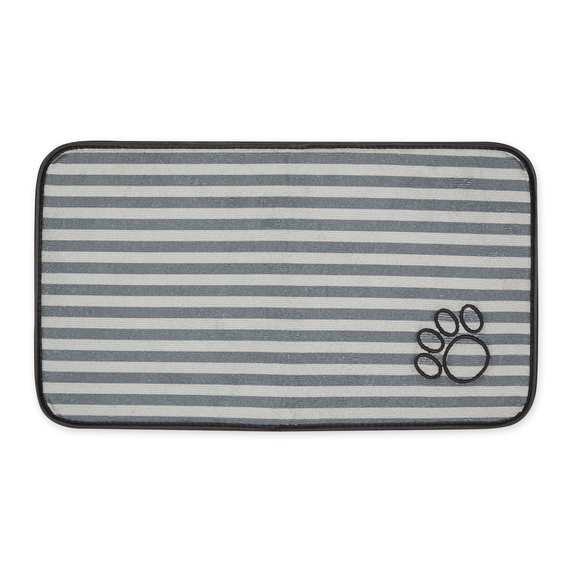 GRAY STRIPE EMBROIDERED PAW PET MAT SMALL