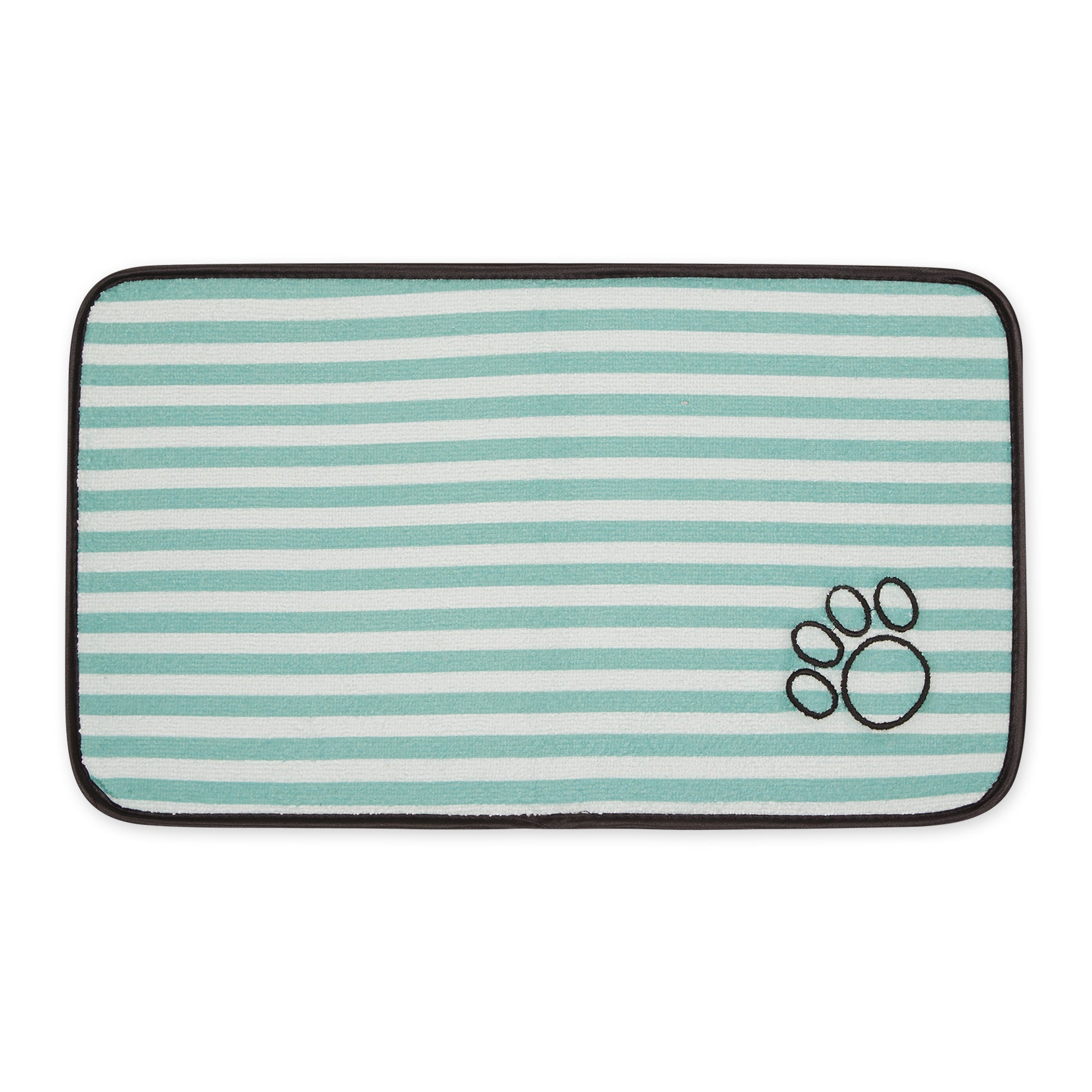 GREEN STRIPE EMBROIDERED PAW PET MAT SMALL
