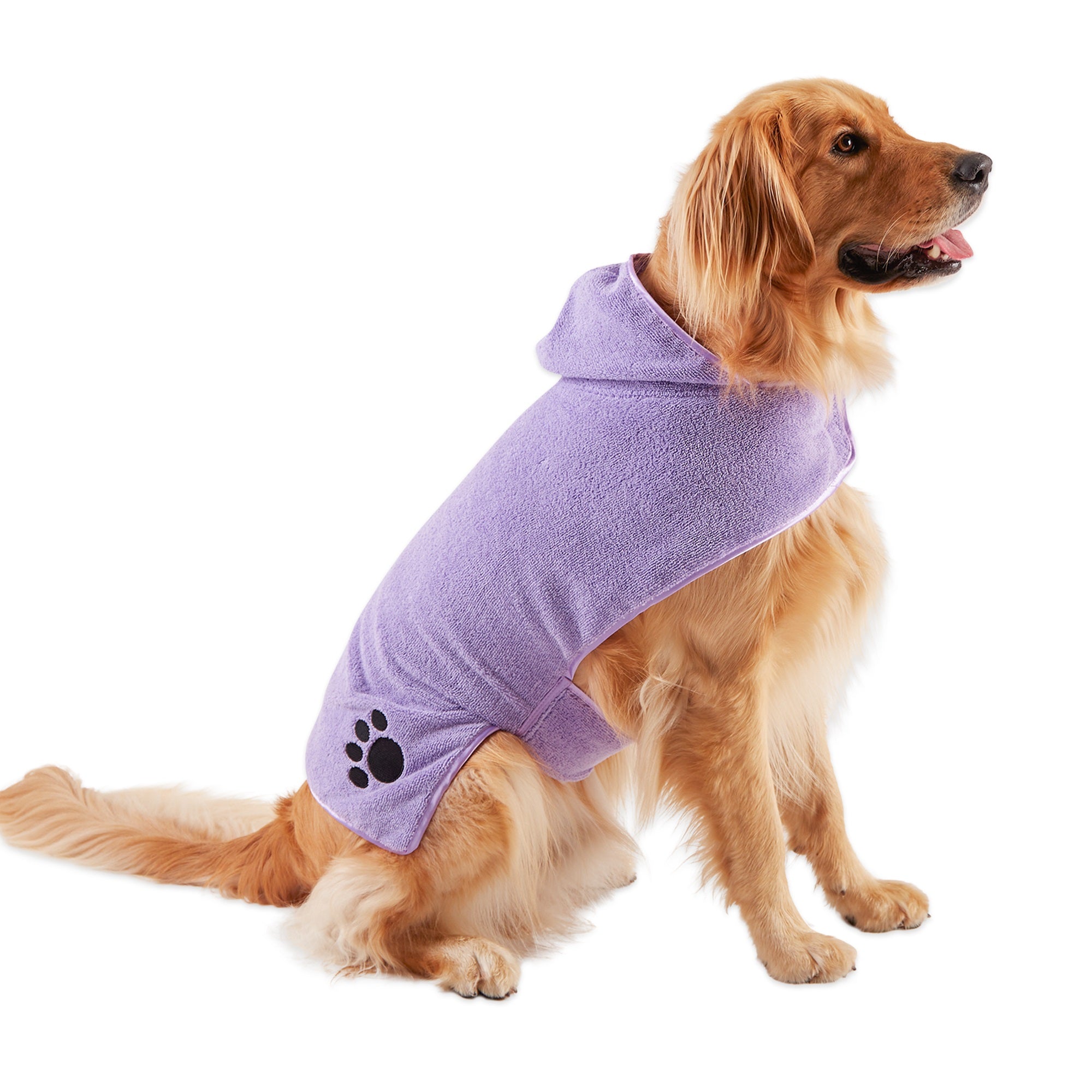 LAVENDER - EMBROIDERED PAW LARGE PET ROBE