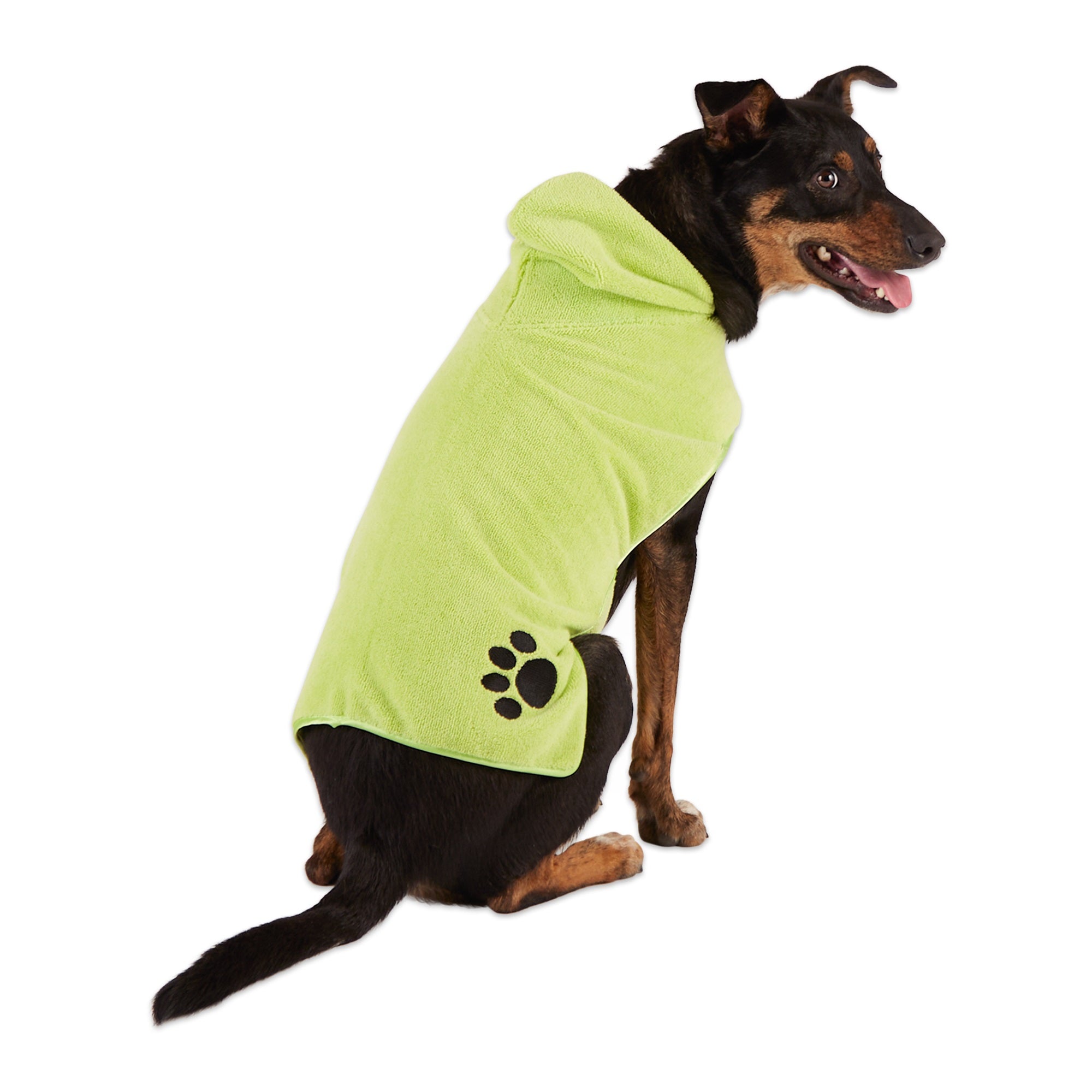 LETTUCE GREEN - EMBROIDERED PAW MEDIUM PET ROBE