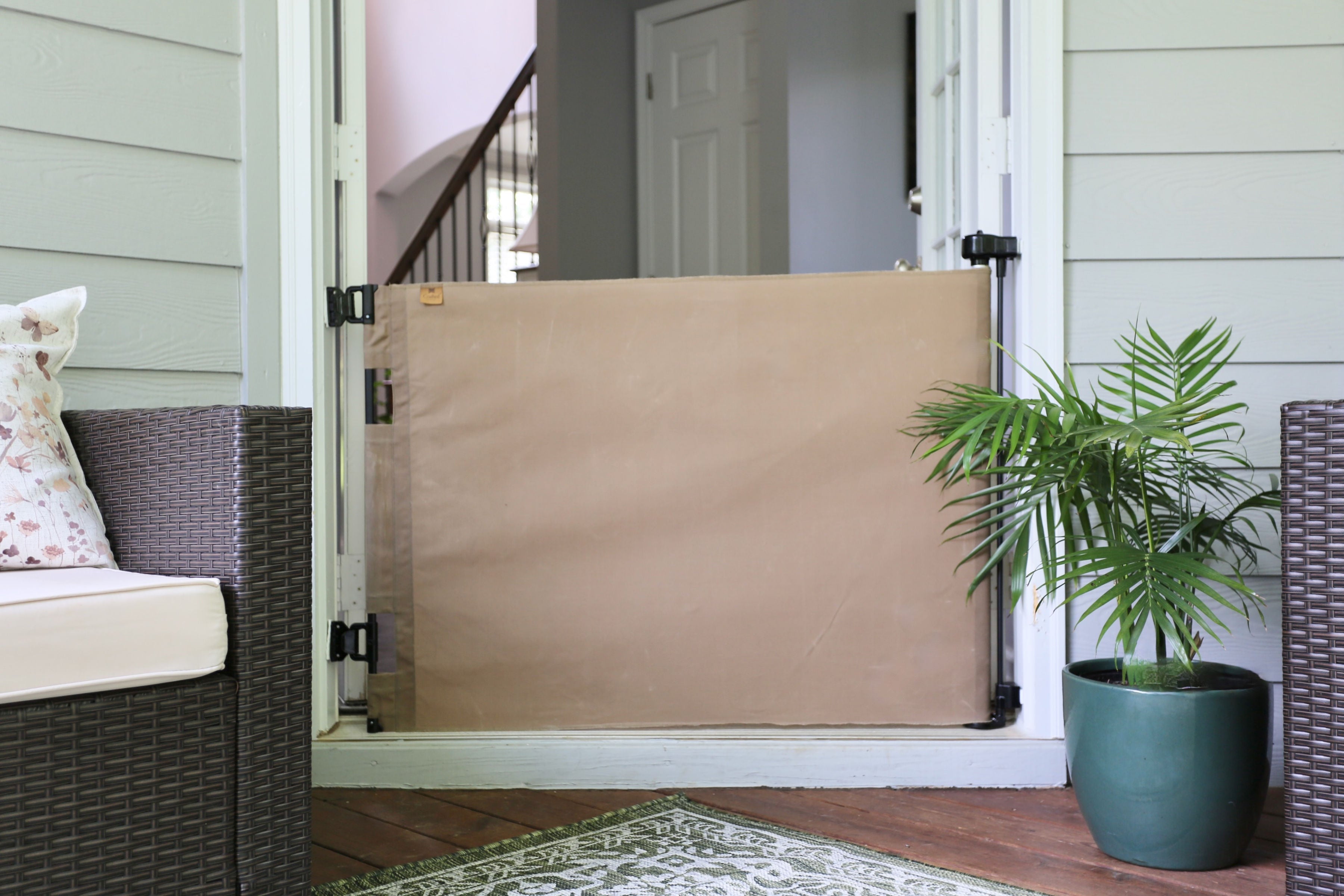 Oil Waxed Canvas Pet Safety Gate – Durable, Waterproof, Vintage-Inspired