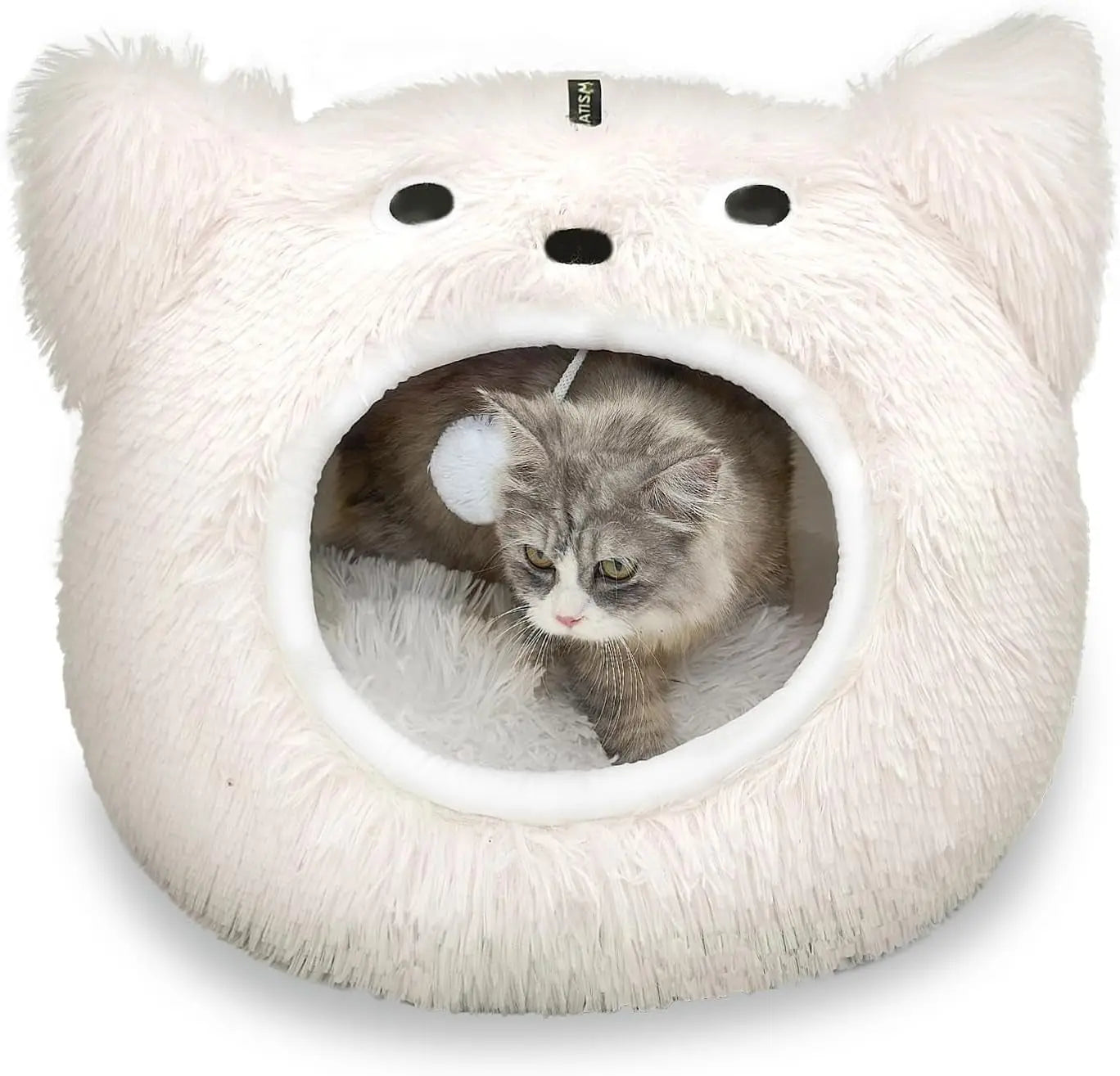 Cat Bed Cave for Indoor Cats, Plush Hooded Cat Bed with Removable Cushion