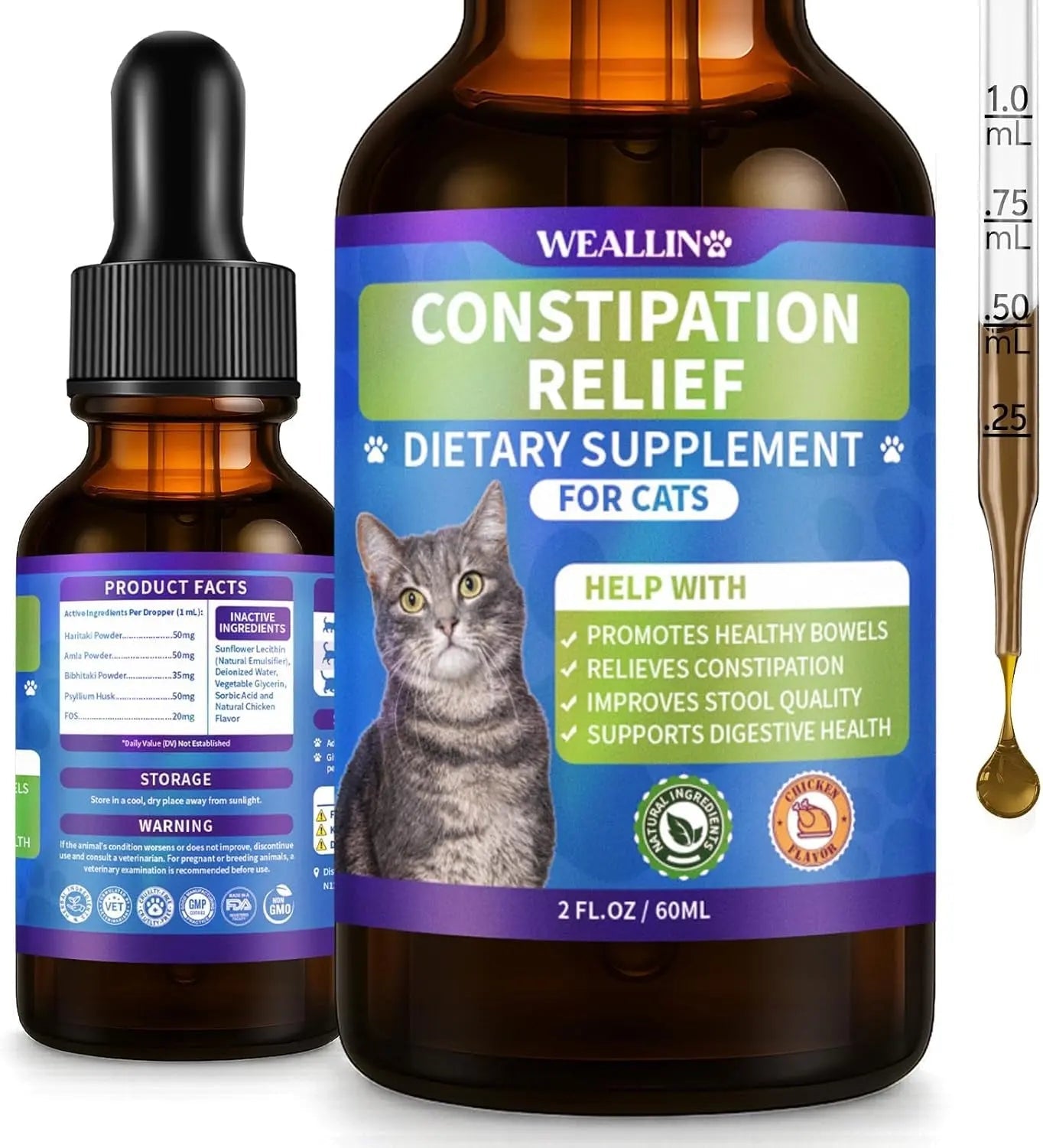 Cat Constipation Relief – Natural Digestive Support Liquid, 60 mL