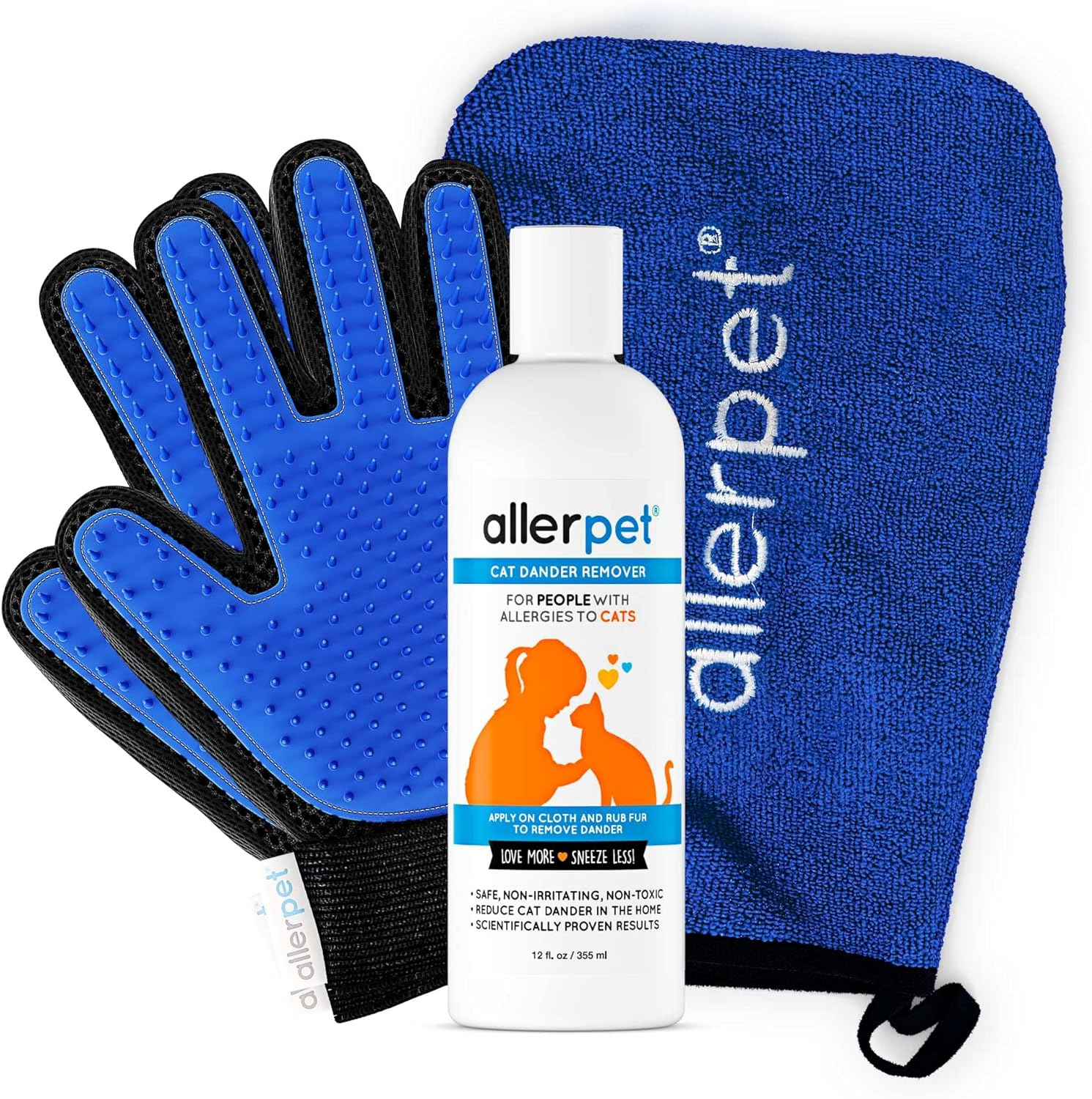 Cat Dander Remover Allerpet Anti Allergen Solution Grooming Gloves 12oz