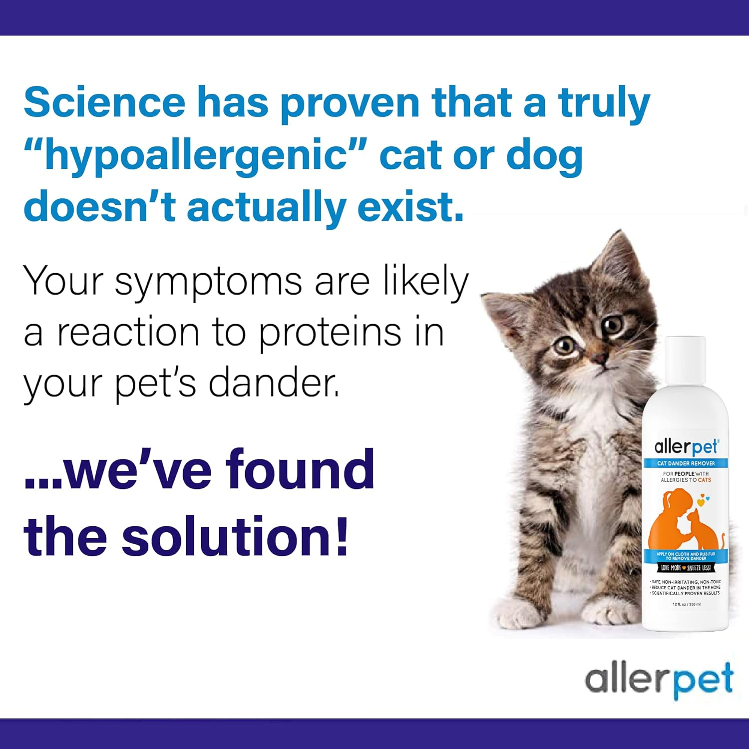 Cat Dander Remover Allerpet Anti Allergen Solution Grooming Gloves 12oz