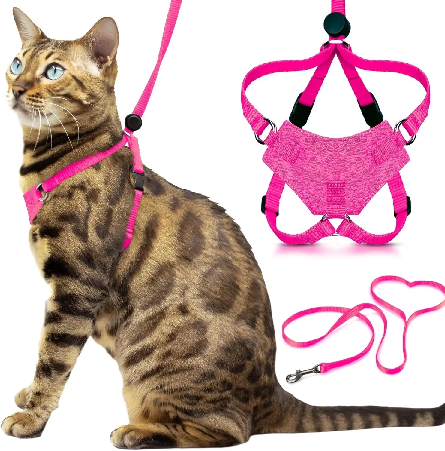 Cat Harness Escape Proof Adjustable Leash Set Reflective Walking Vest