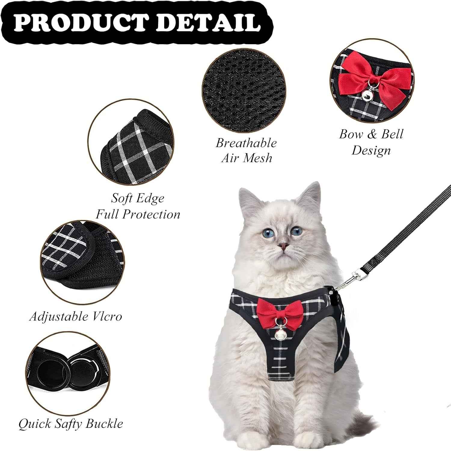 Mesh Cat Harness & Leash Set with Buckle & Metal Ring – Cats & Rabbits