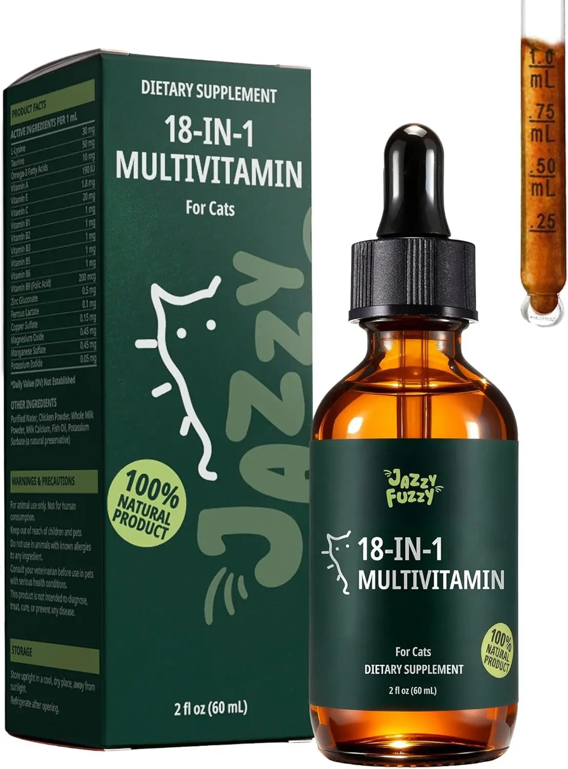 Cat Liquid Multivitamin Taurine Lysine Skin Coat Immune Support 2oz