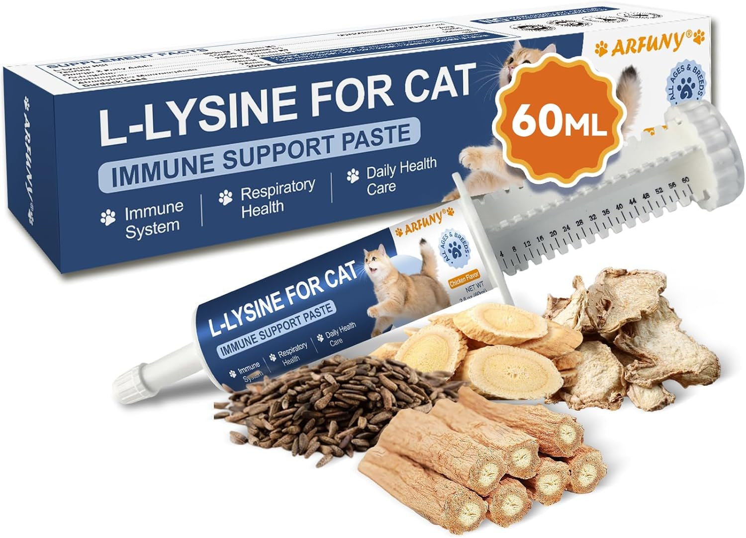 Cat Lysine Paste Immune Respiratory Eye Support Taurine Omega 3 Chicken 60ml
