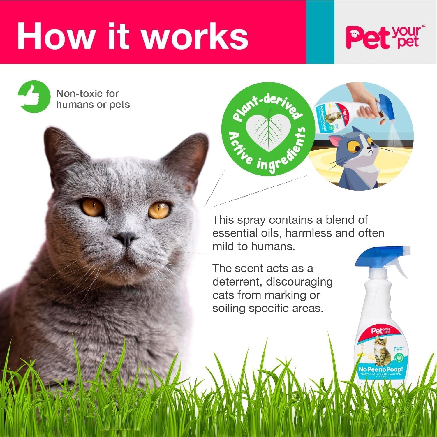 Cat Potty Training Spray No Pee No Poop Natural Deterrent 16oz
