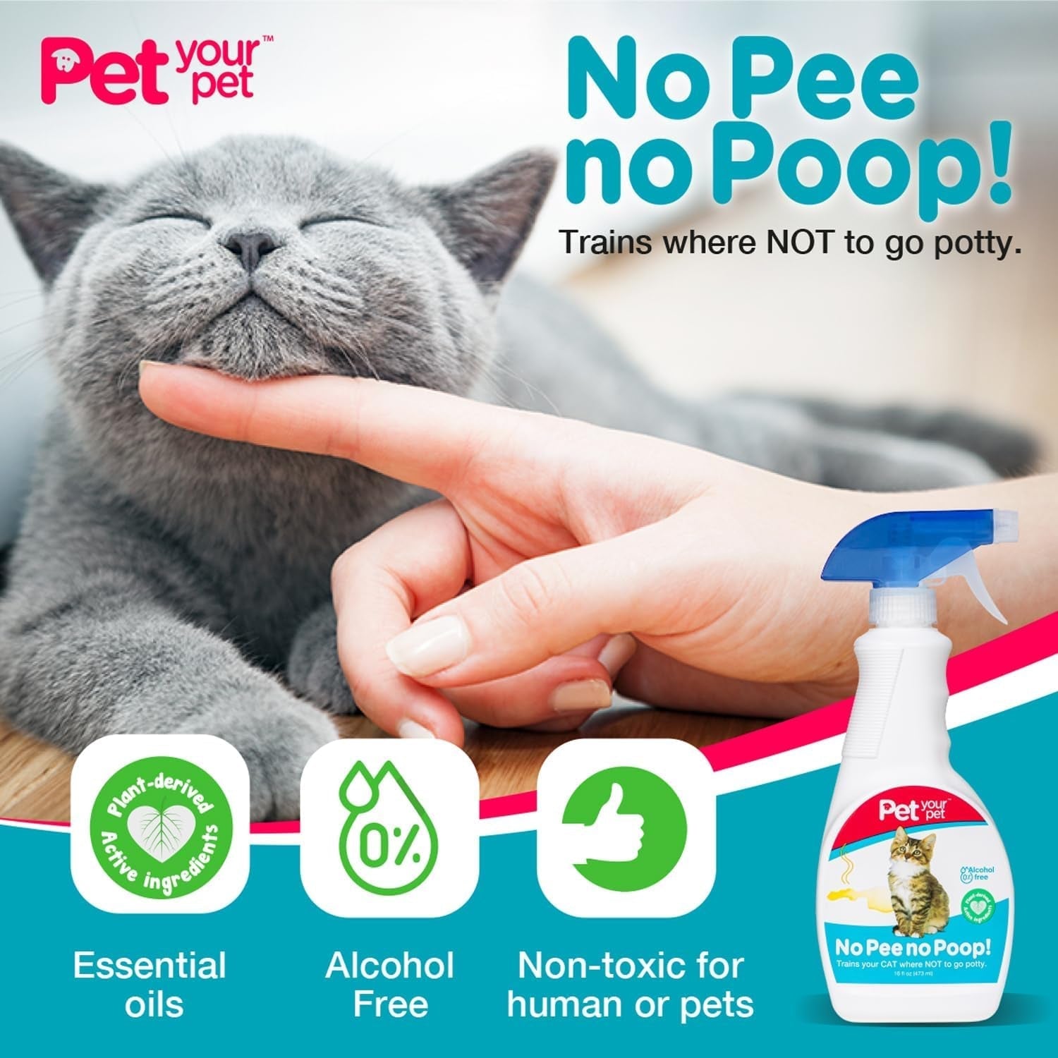 Cat Potty Training Spray No Pee No Poop Natural Deterrent 16oz