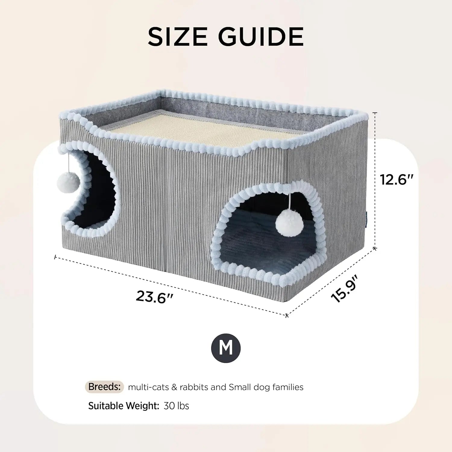 Cat Scratcher House with Removable Sisal Top, Foldable Cat Furniture