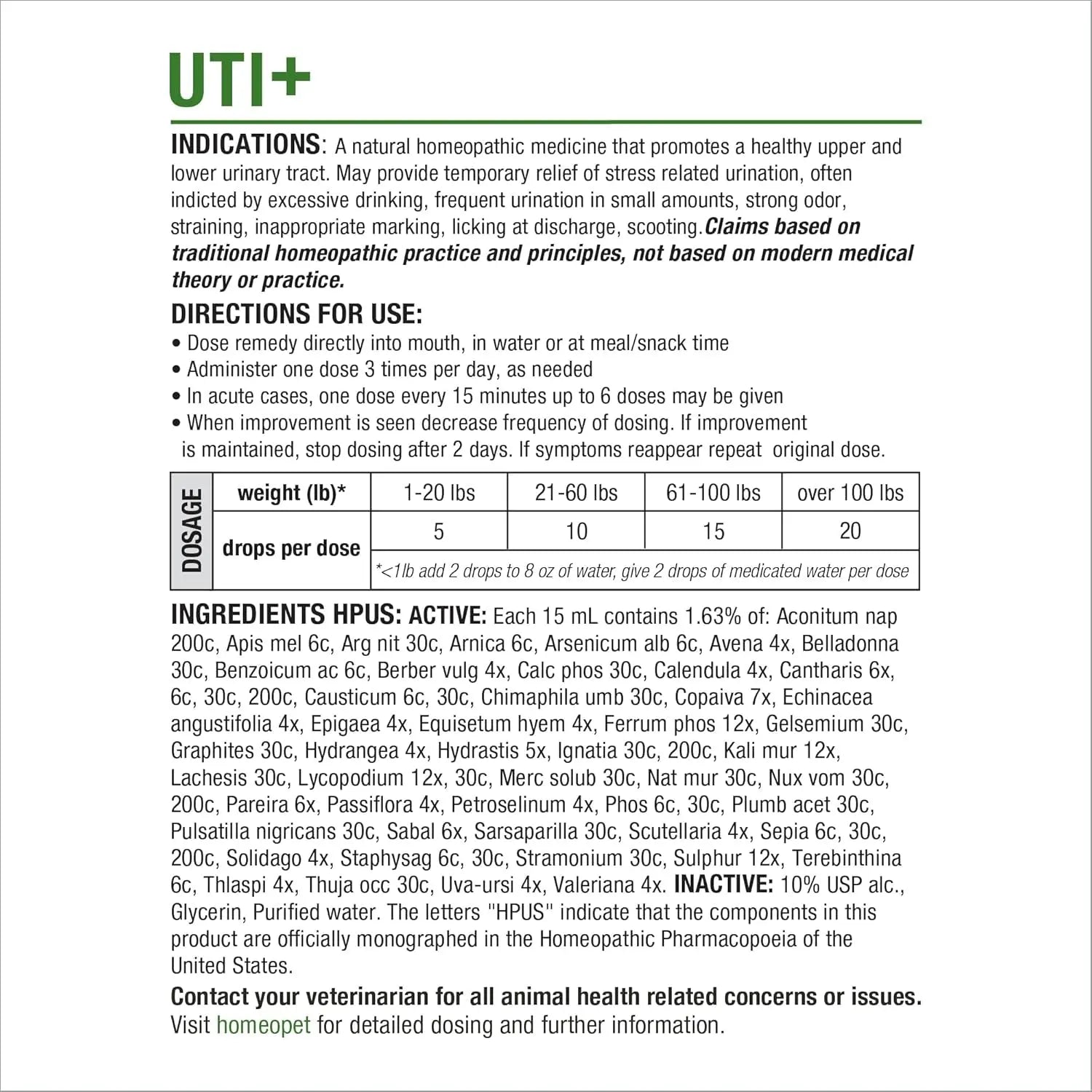 Cat UTI Relief Drops Natural Urinary Tract Support Supplement 15ml