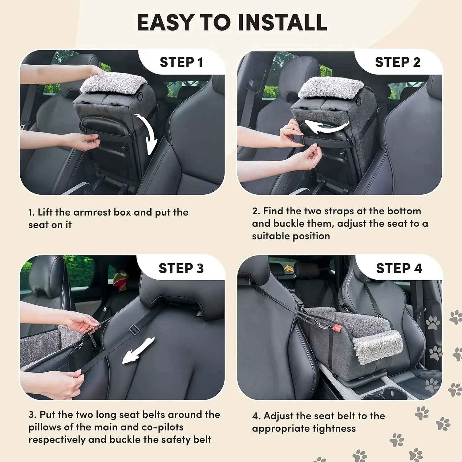Center Console Dog Car Seat – Portable Pet Booster