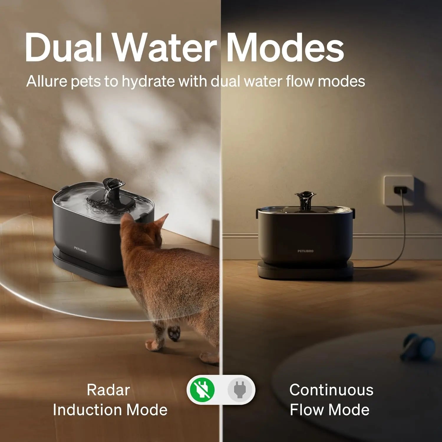 Cordless Cat Water Fountain Battery Operated Stainless Steel BPA Free