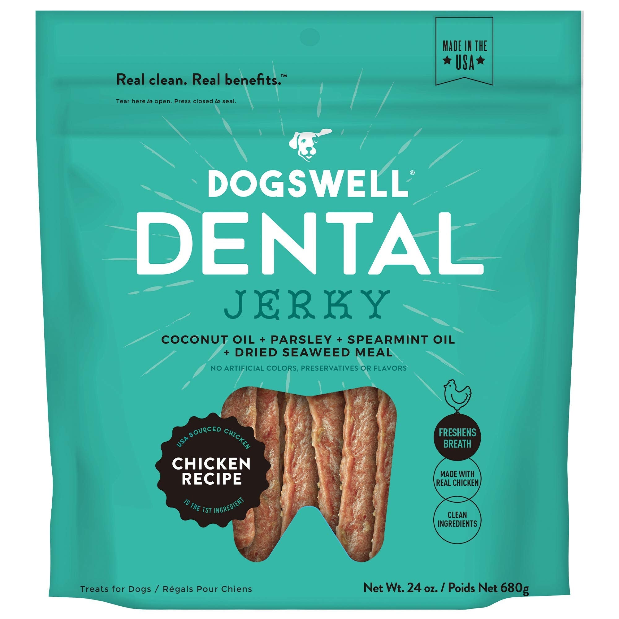Dogswell Dental Jerky Dog Treats, Chicken, 24 Oz Pouch 1.5 Pound (Pack Of 1)