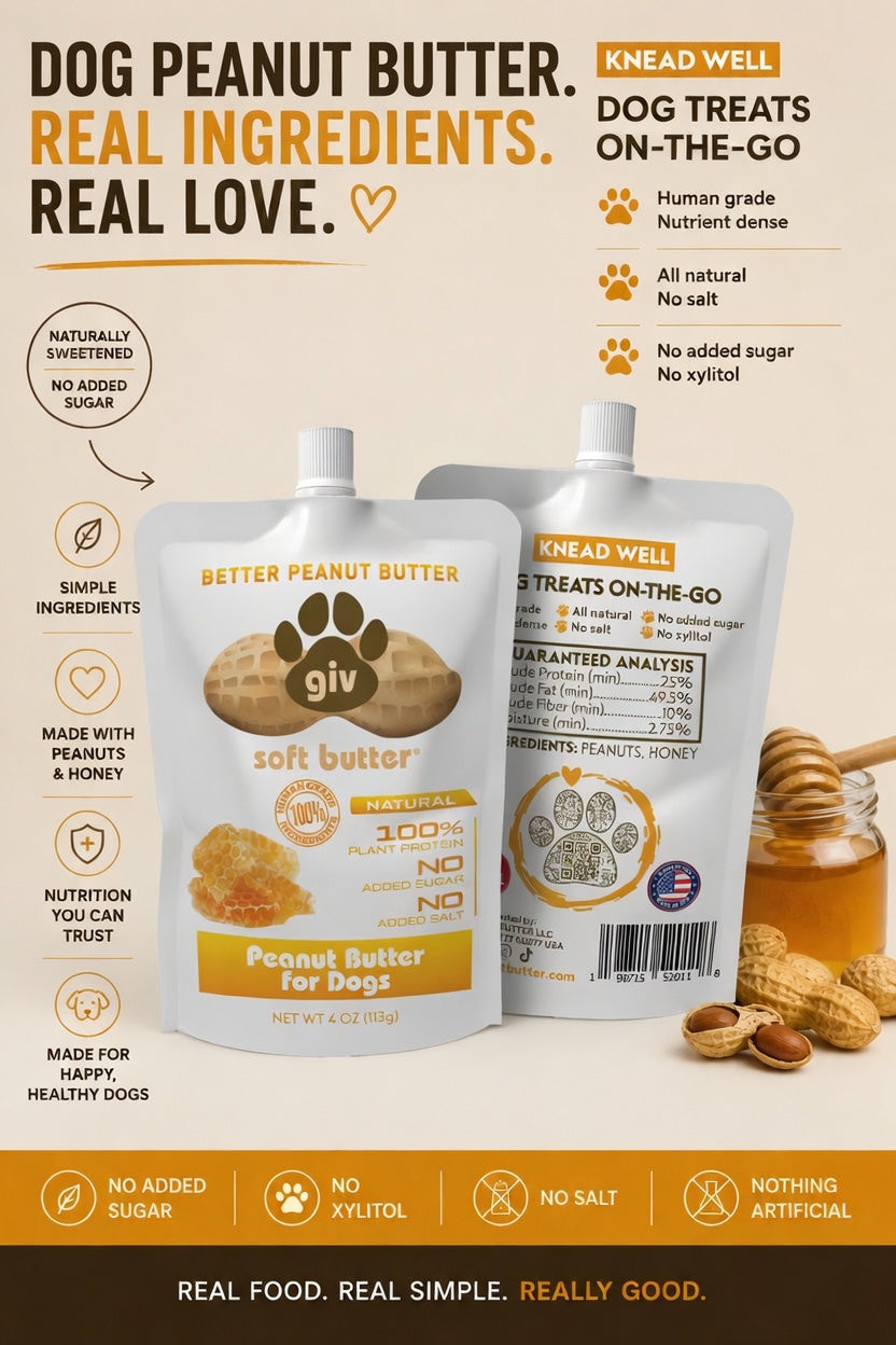Dog Peanut Butter 4oz Pouch (3 Count) with Lick Mat