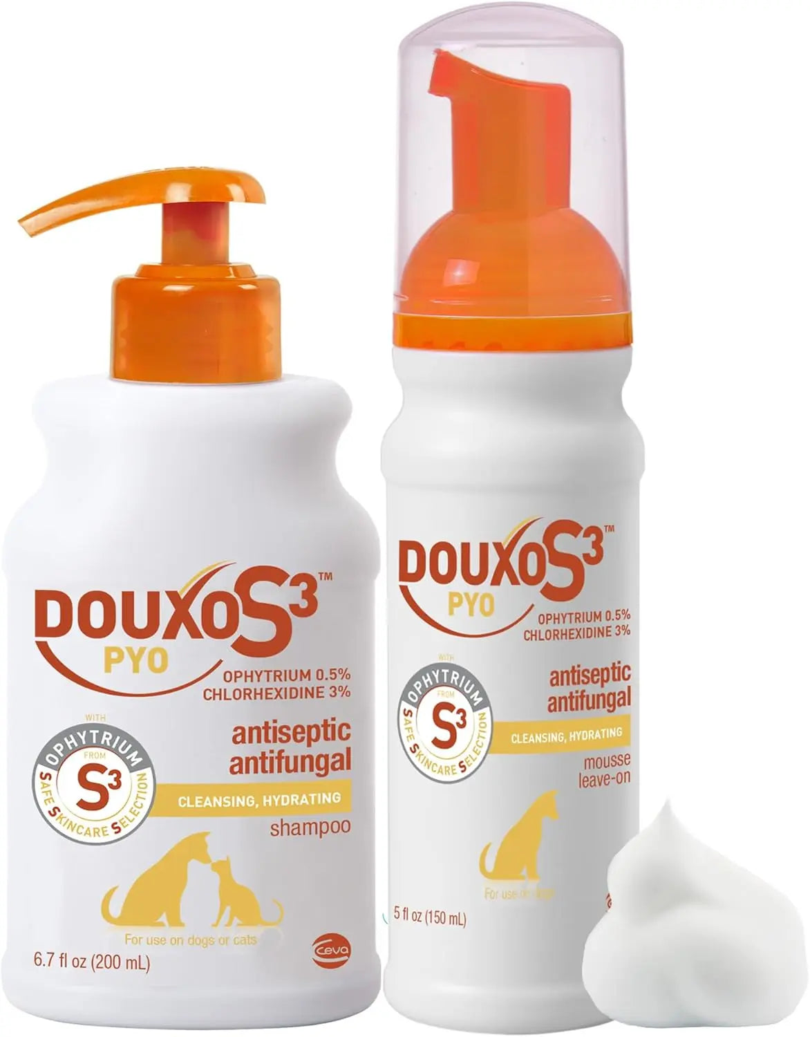 DOUXO S3 PYO Combo Set – Antibacterial Dog Shampoo & Mousse, 2-Pack