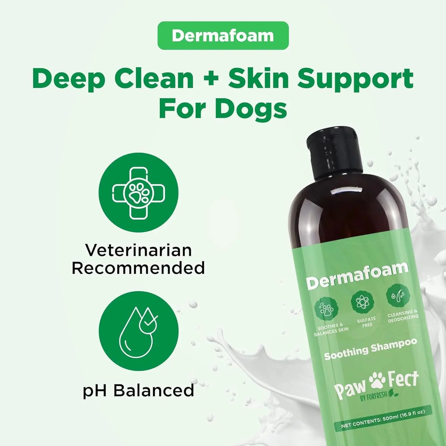 Dermafoam Chlorhexidine Dog Shampoo for Itch Allergies Hot Spots 16.9oz