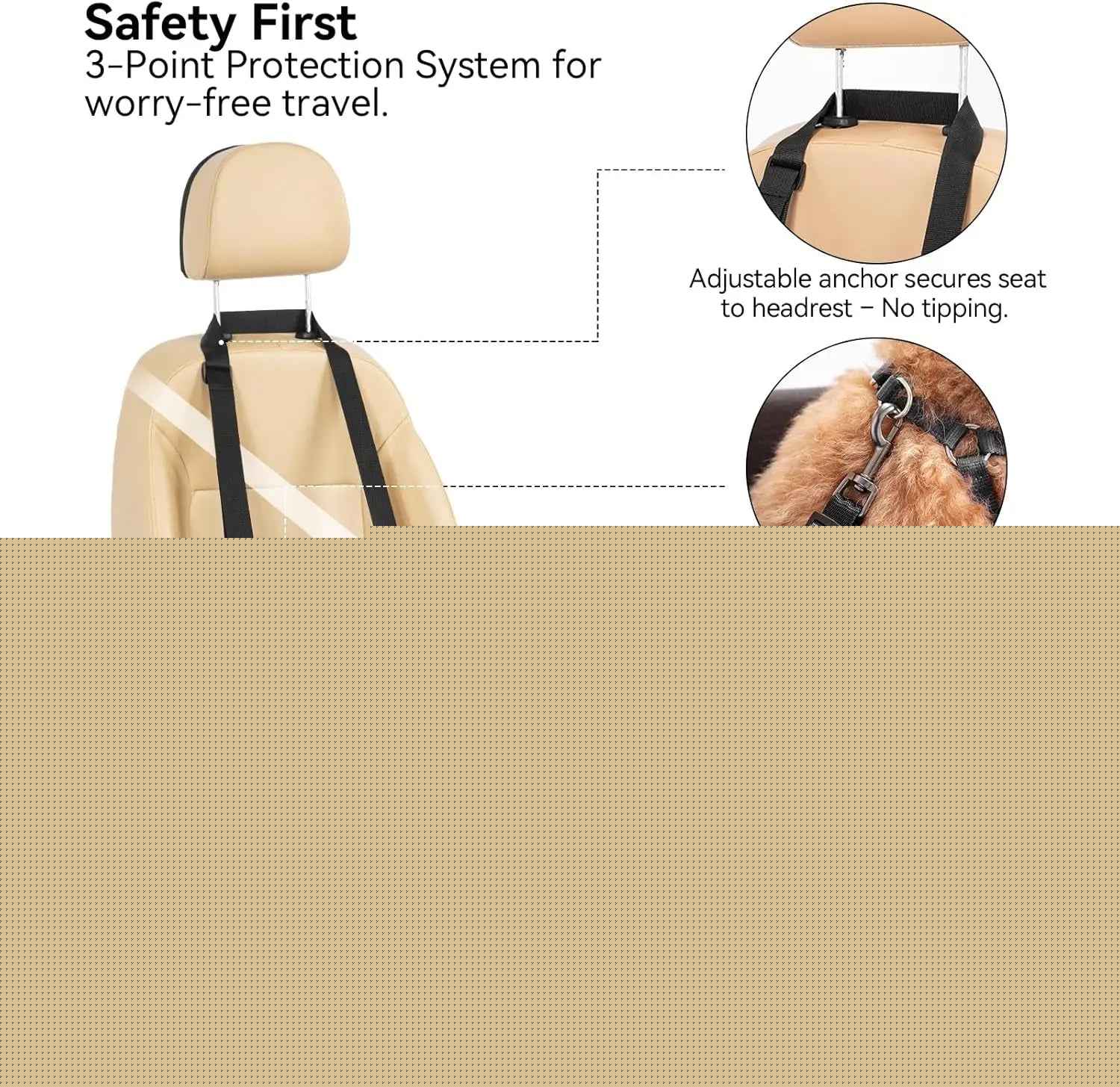 Dog Car Seat Booster with Safety Leash