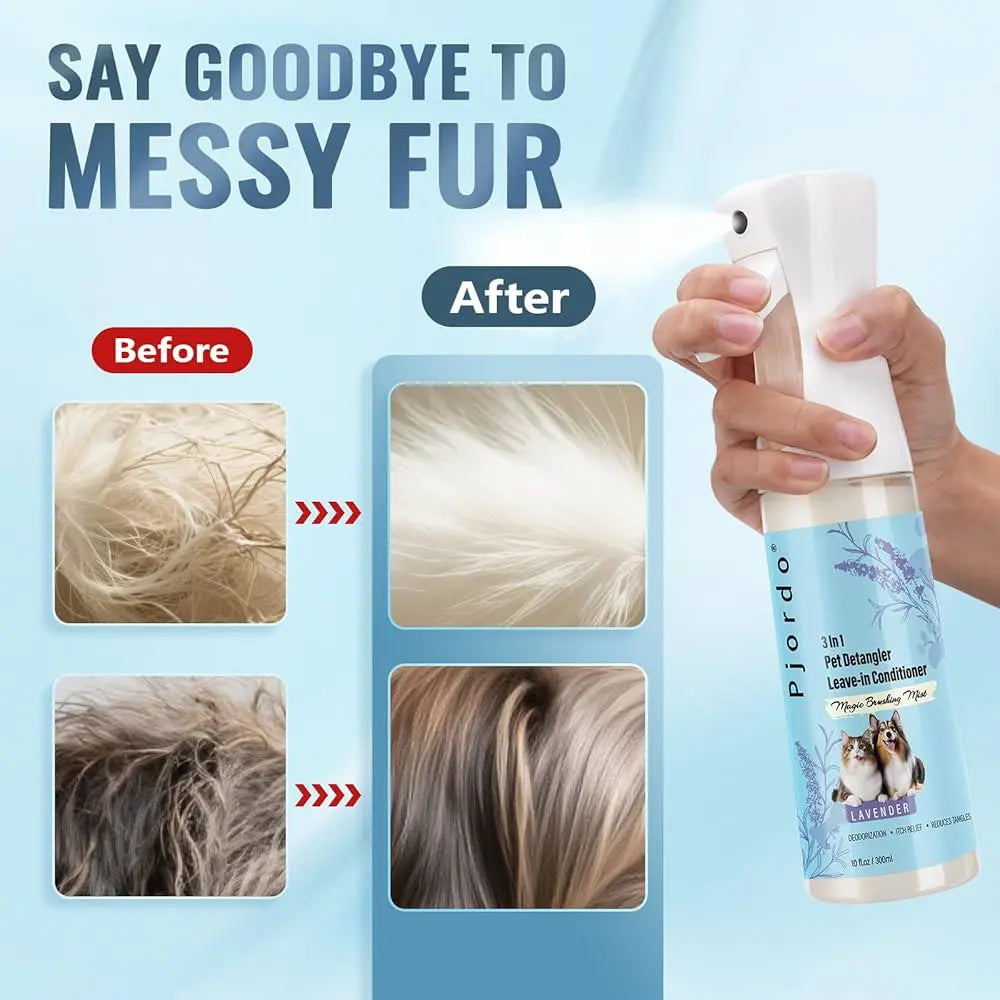 Dog Detangler Grooming Spray Leave-In Conditioner for Tangles & Shedding 10oz