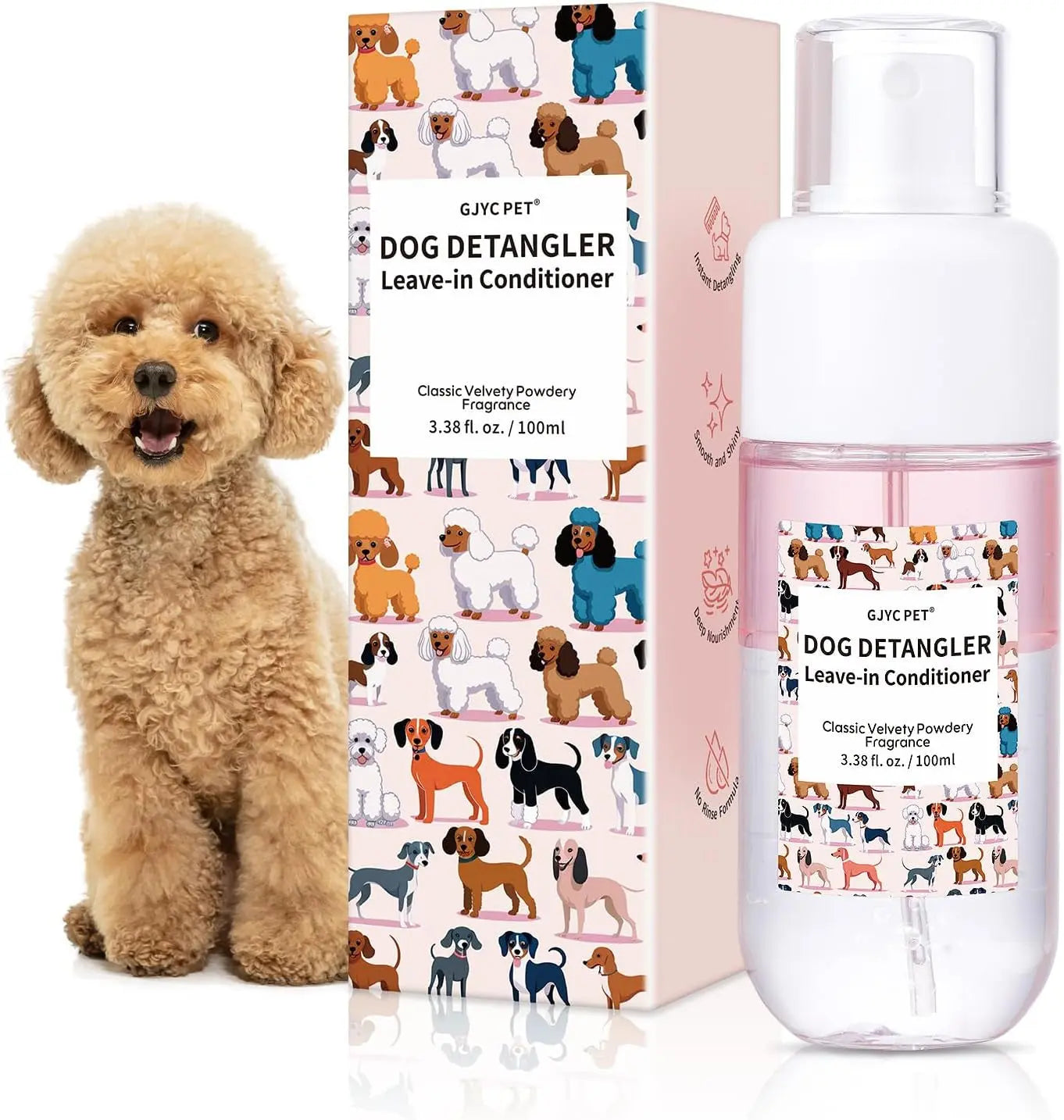Dog Detangler & Dematting Spray Leave-In Conditioner 3.38oz Jojoba Oil 2 Scent