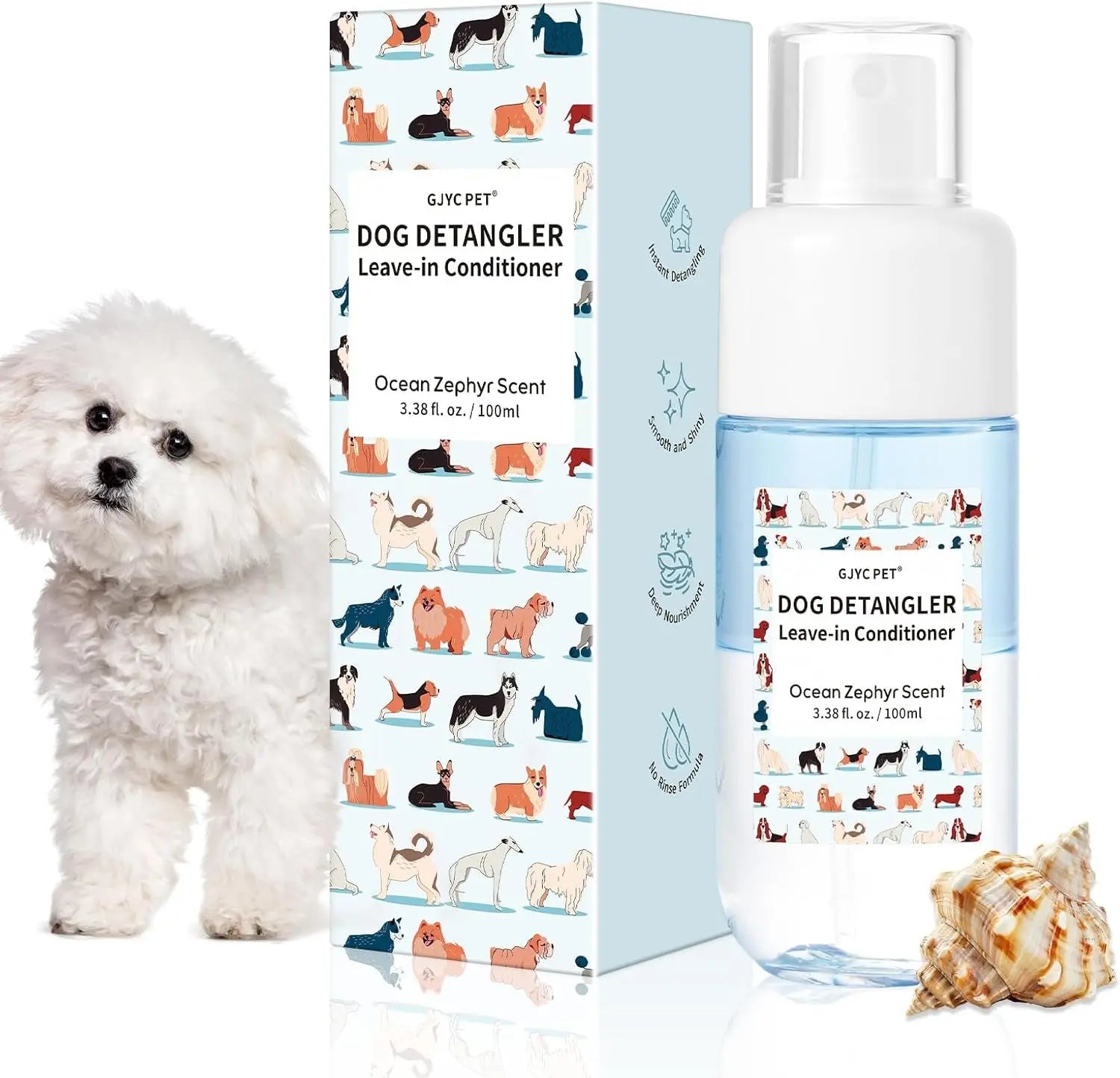 Dog Detangler & Dematting Spray Leave-In Conditioner 3.38oz Jojoba Oil 2 Scent