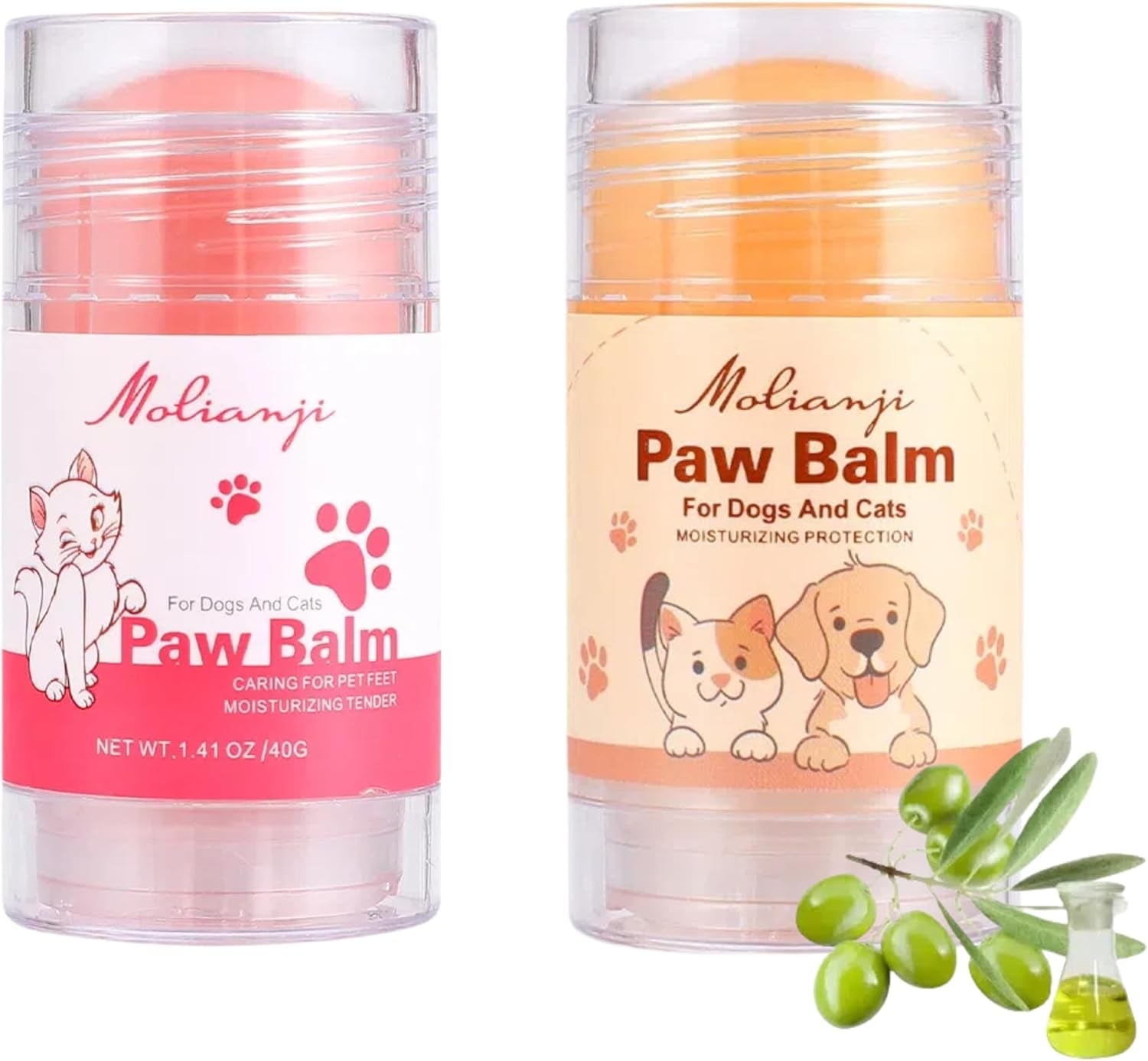 Dog Paw Nose Balm Stick 2 Pack Lick Safe Paw Wax Moisturizer 1.41oz