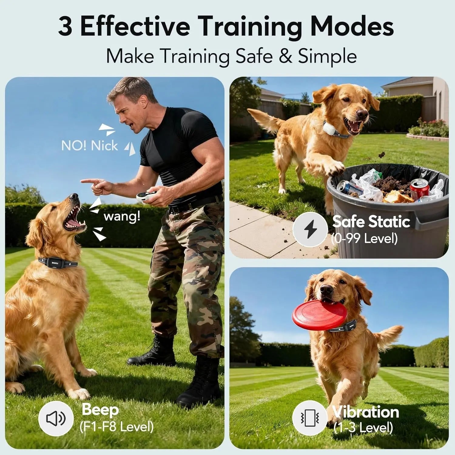 Waterproof Rechargeable Dog Training Collar – 4500ft Range, 2-Dog System