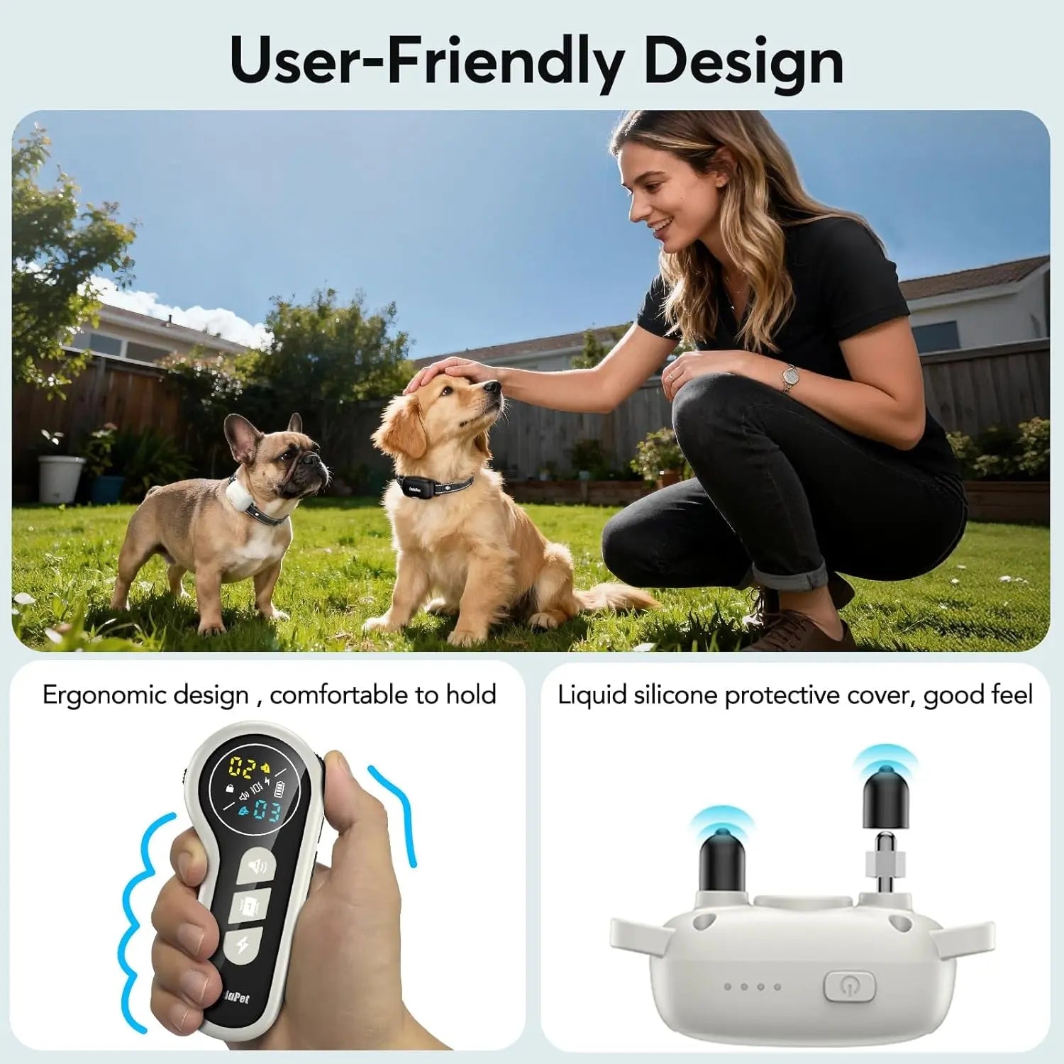 Waterproof Rechargeable Dog Training Collar – 4500ft Range, 2-Dog System
