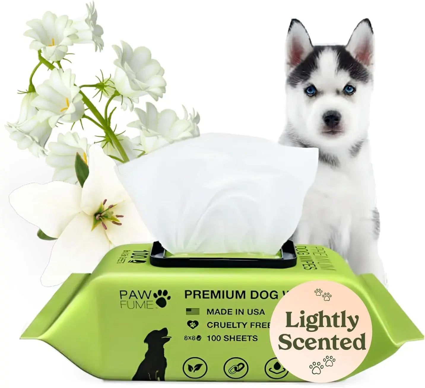 Dog Wipes Hypoallergenic Tear Stain Deodorizing Cat Pet 100 Count