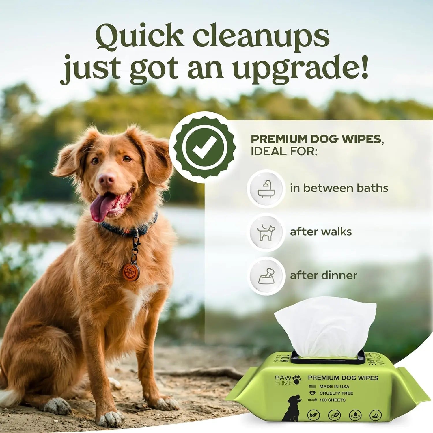 Dog Wipes Hypoallergenic Tear Stain Deodorizing Cat Pet 100 Count