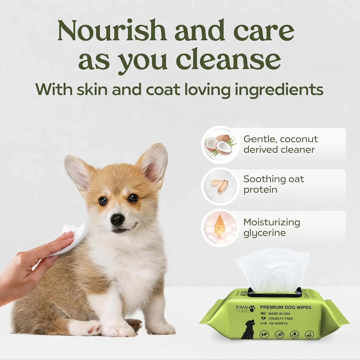 Dog Wipes Hypoallergenic Tear Stain Deodorizing Cat Pet 100 Count