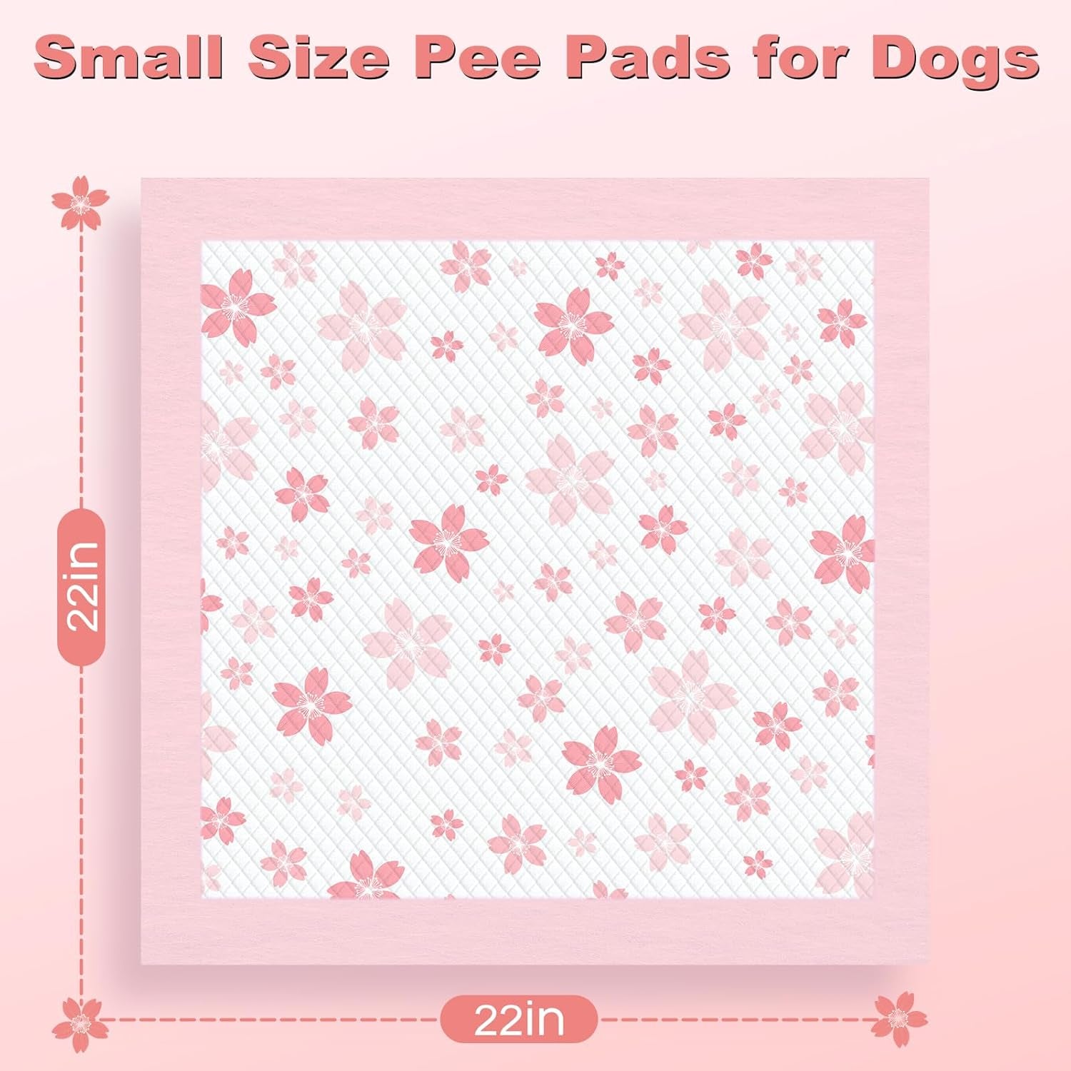 Dog & Small Pet Training Pads 22x22 Leak Proof Quick Dry 50 Count Pink