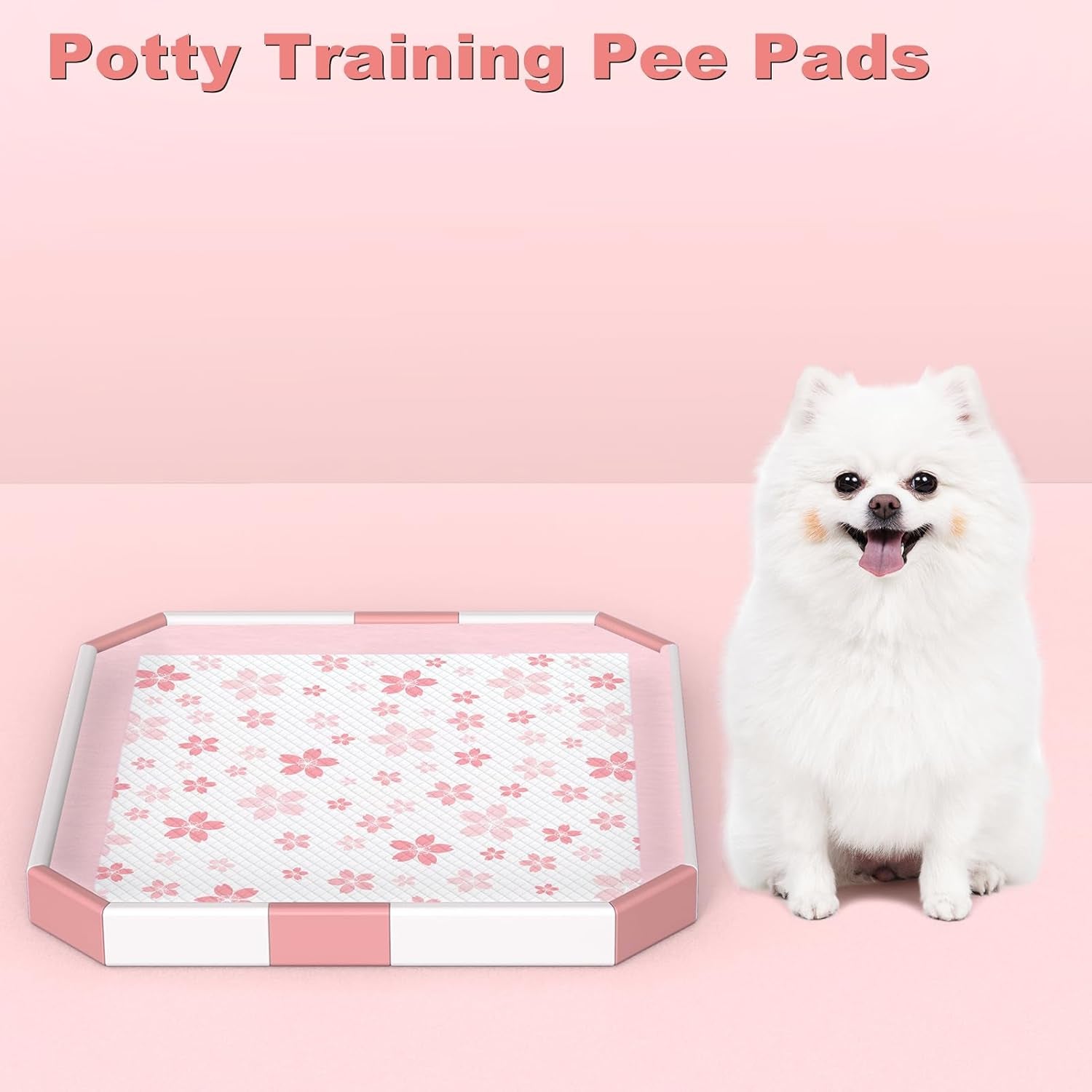 Dog & Small Pet Training Pads 22x22 Leak Proof Quick Dry 50 Count Pink