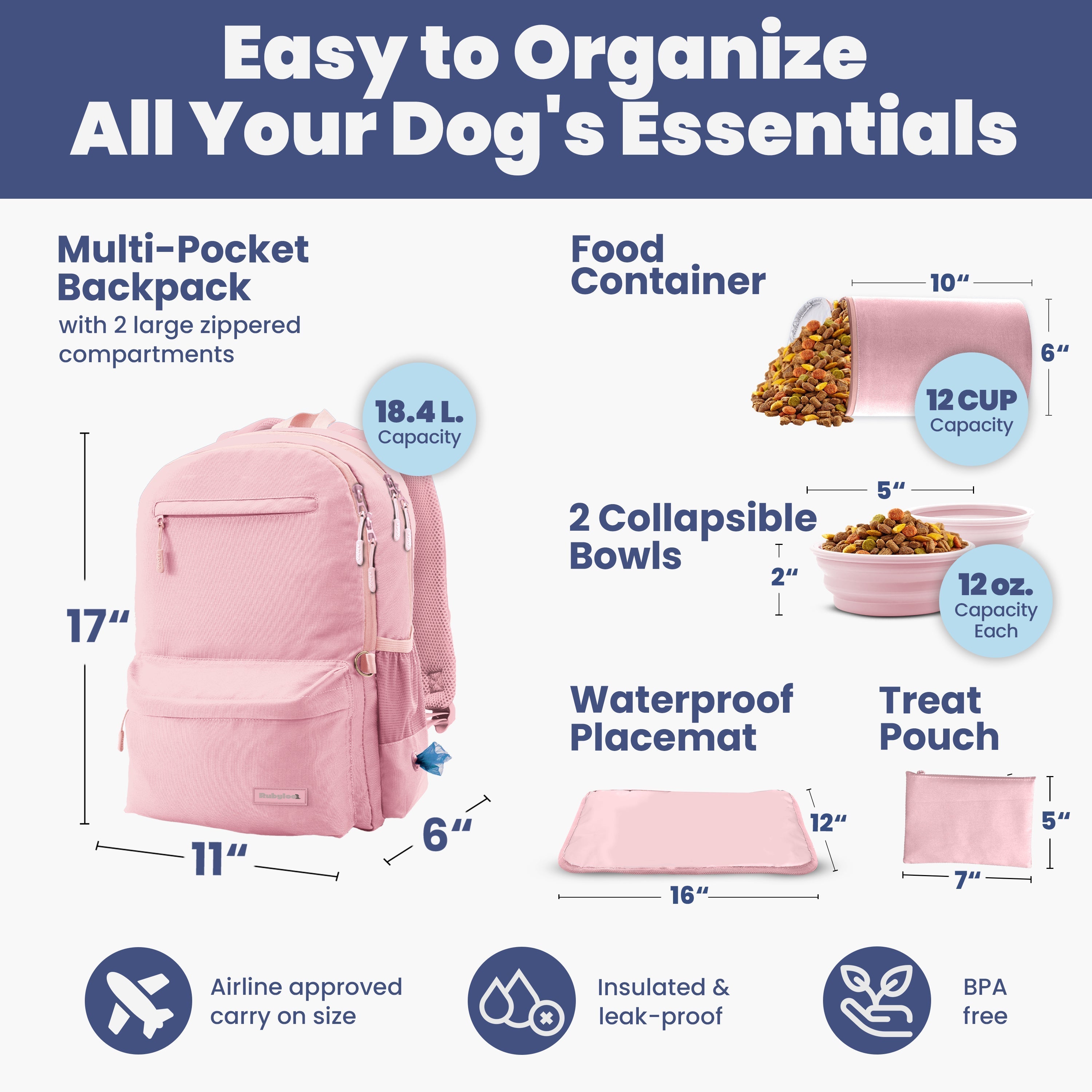 The Original Doggy Bag Backpack for Dog Supplies