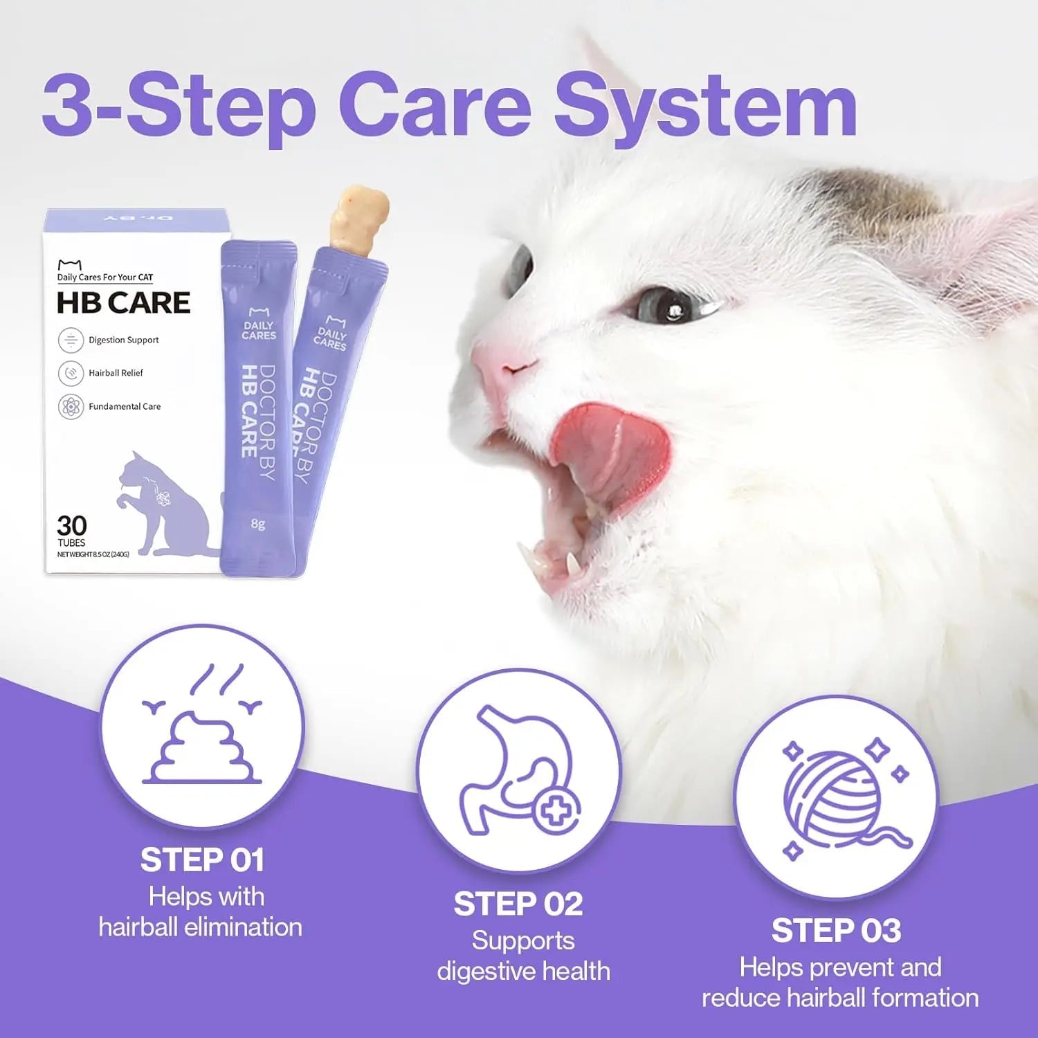 Dr.By Cat Hairball Care Lickable Supplement, Omega-3, 30 Ct