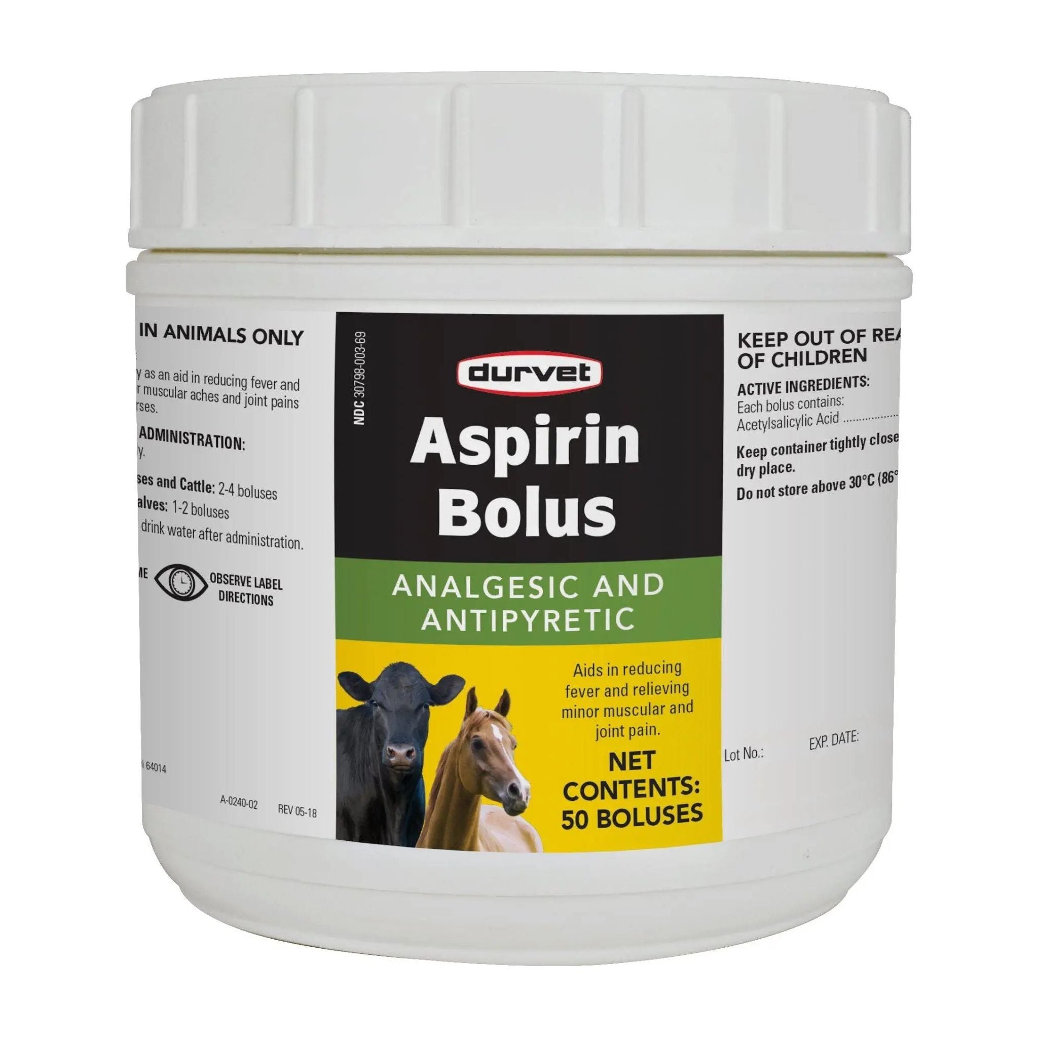 Durvet Aspirin Bolus for Cattle Foals Horses Reducing Pain & Muscular Aches