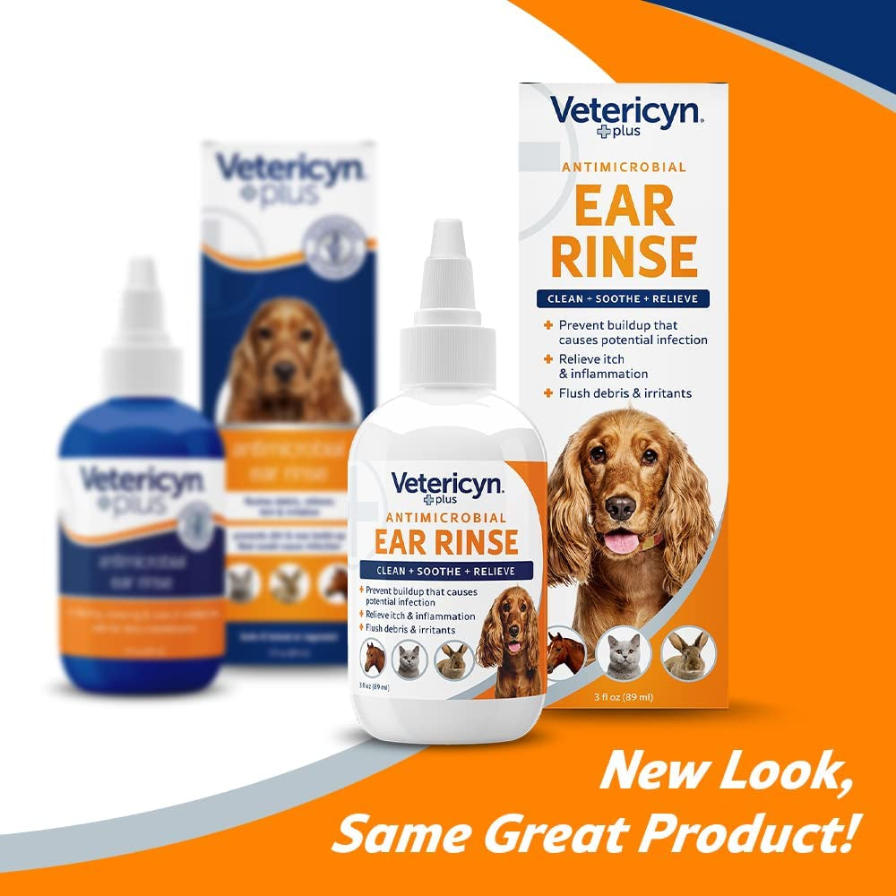 Ear Cleaner for Dogs Cats Small Animals Vetericyn Rinse Itch Relief 3oz