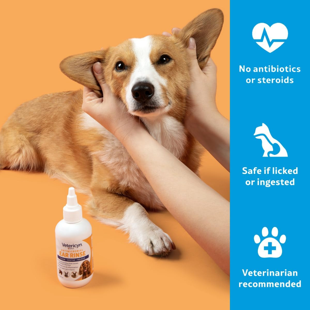 Ear Cleaner for Dogs Cats Small Animals Vetericyn Rinse Itch Relief 3oz