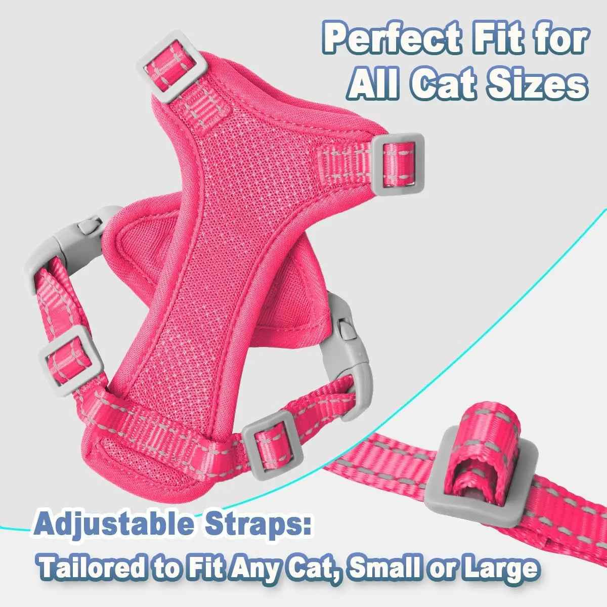 Escape-Proof Cat Harness & Leash Set – Reflective Adjustable Vest