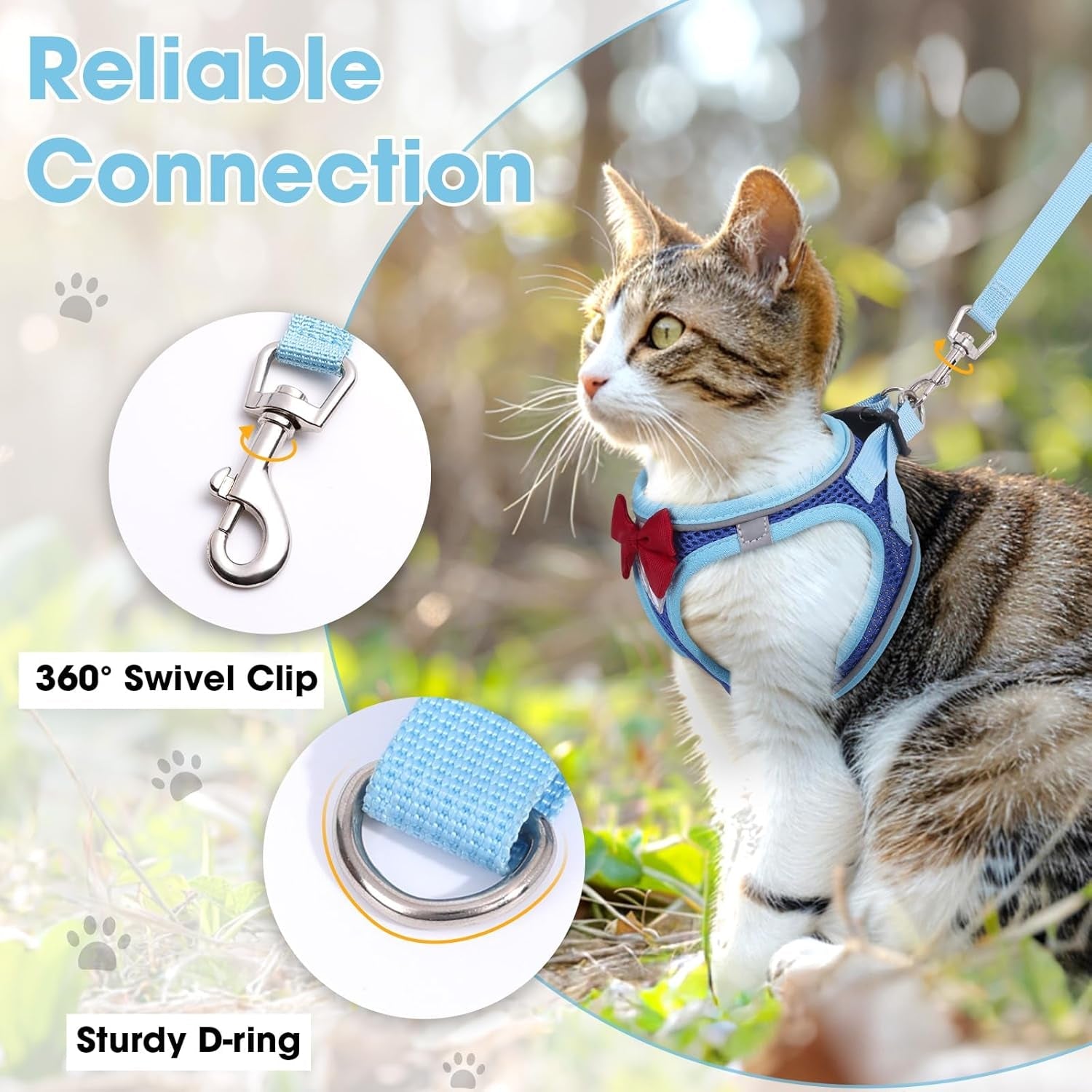 Escape Proof Cat Harness Leash Set Reflective Breathable Adjustable