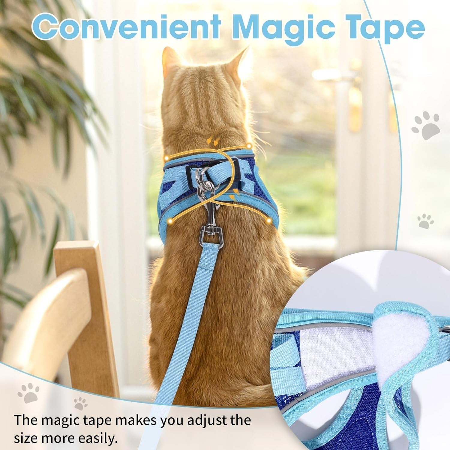 Escape Proof Cat Harness Leash Set Reflective Breathable Adjustable