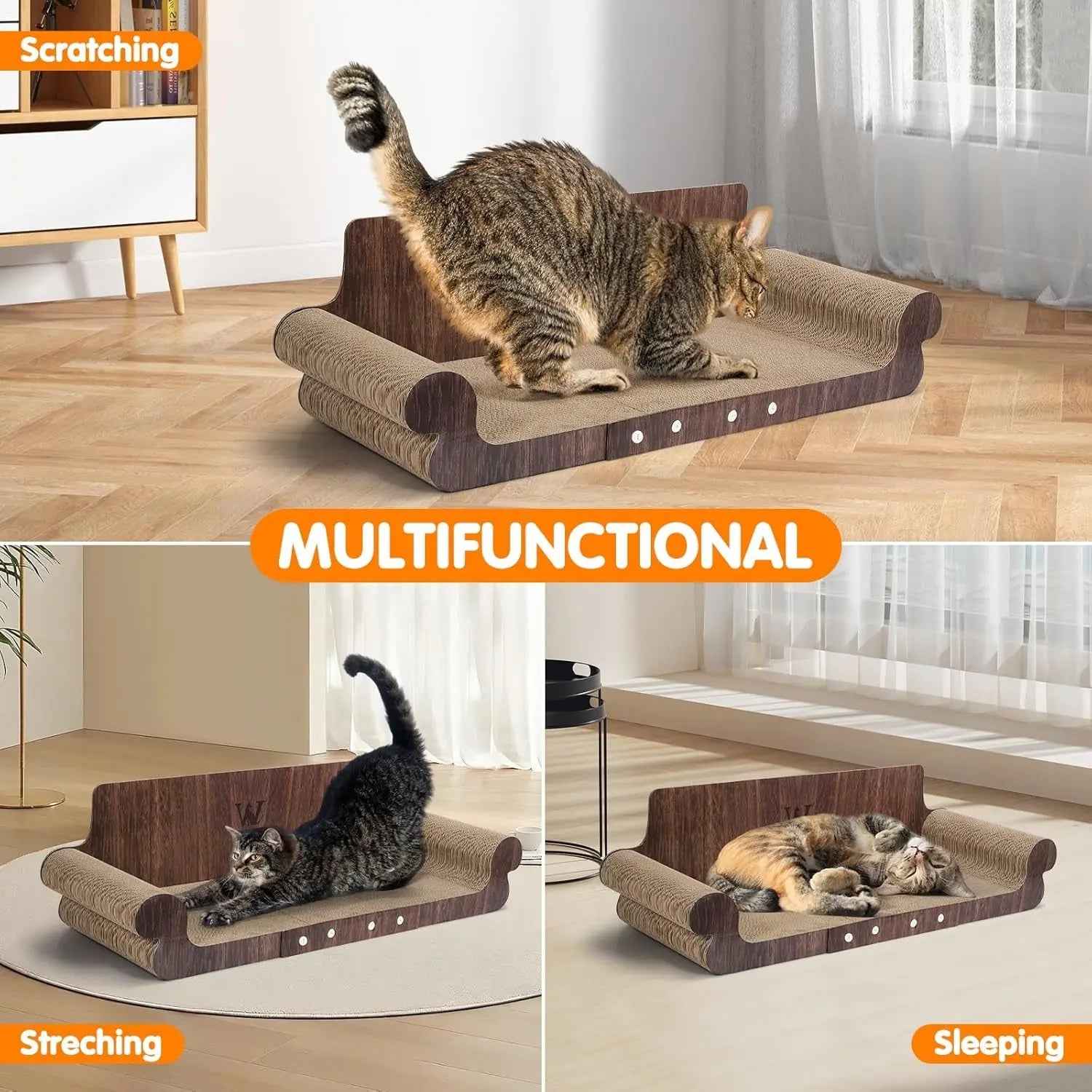 Cardboard Cat Scratcher Bed & Lounger – 32" Cat Couch