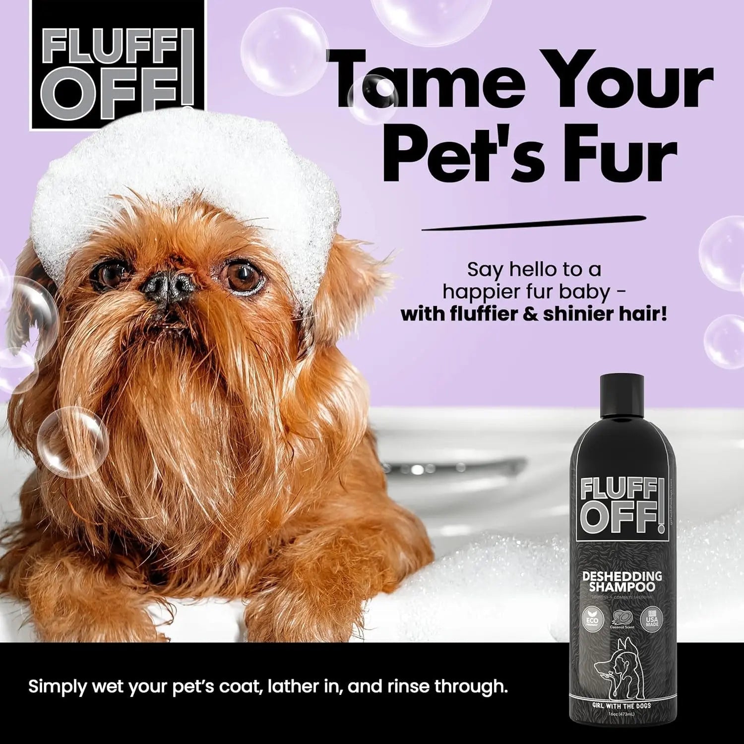 Fluff Off Dog & Cat Shampoo Set – Deshedding & Sensitive Skin, 16oz Each