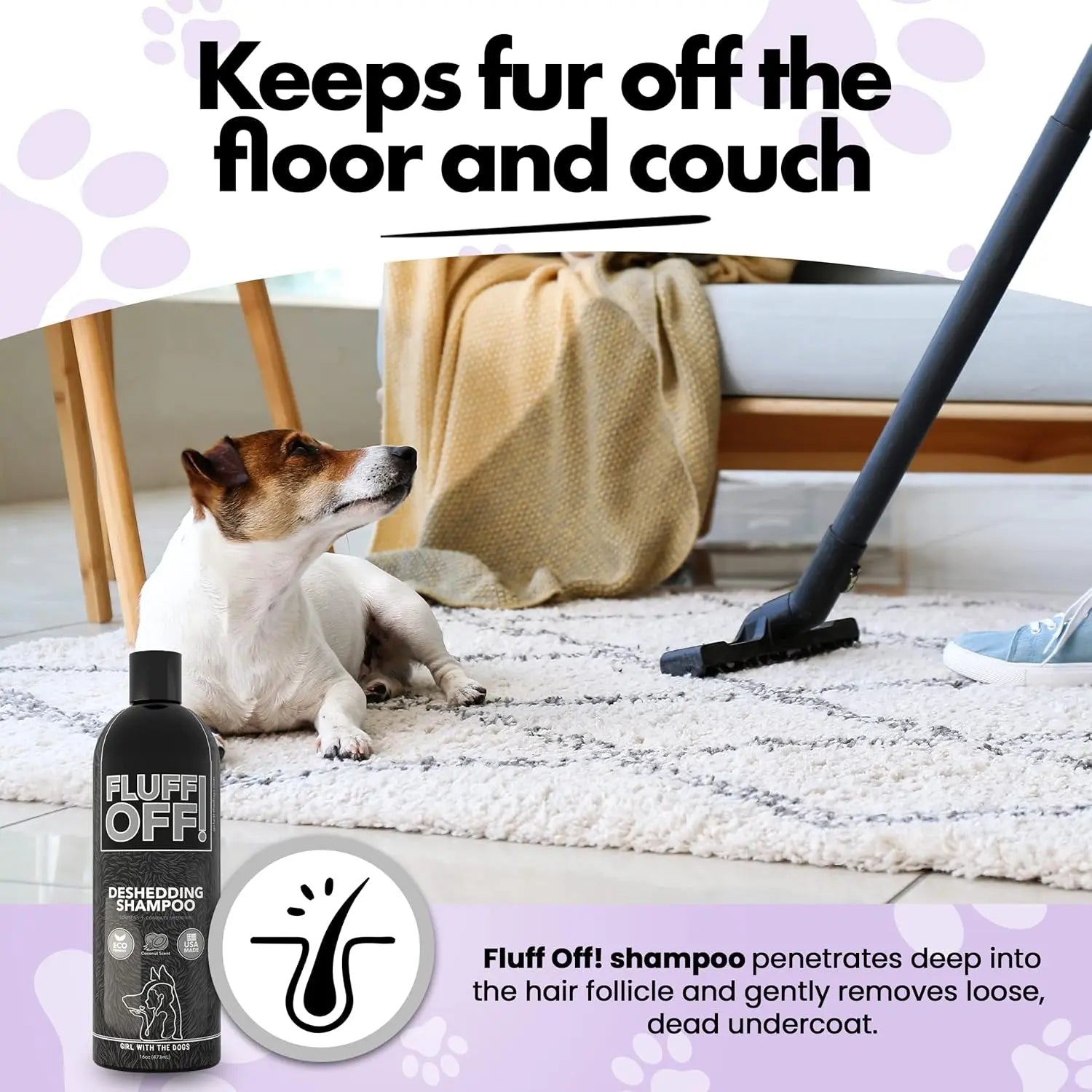 Fluff Off Dog & Cat Shampoo Set – Deshedding & Sensitive Skin, 16oz Each